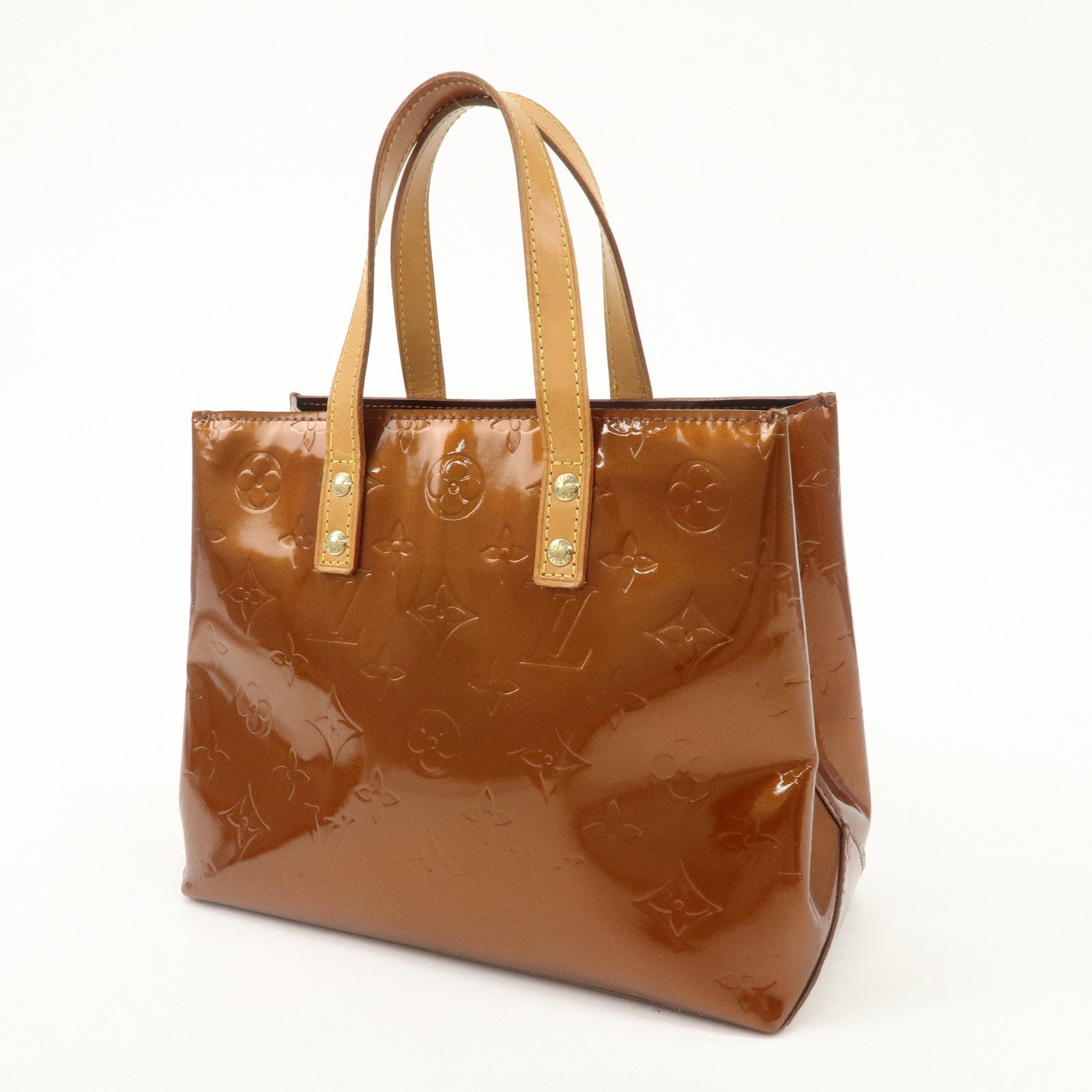 Louis Vuitton Monogram Vernis Lead PM Hand Bag Bronze M91146 Used
