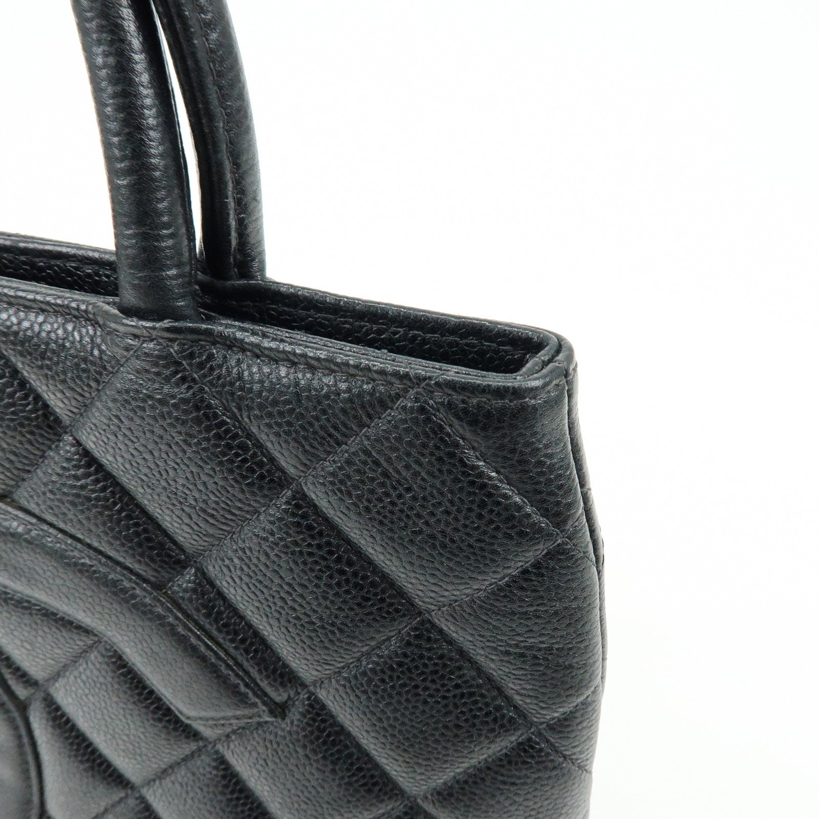 CHANEL Matelasse COCO Mark Medallion Tote Bag Hand Bag Black A01804