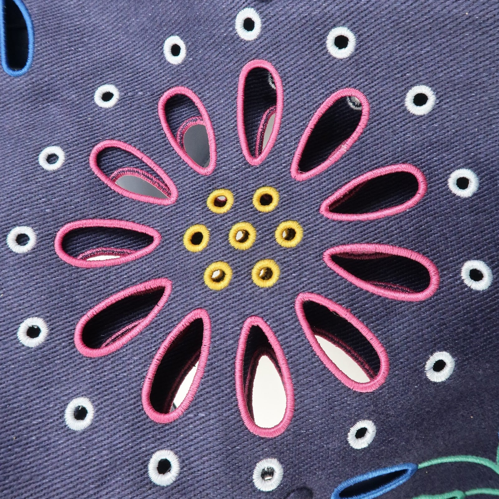 Chloe Kamilla Canvas Leather Tote Bag Shoulder Bag Navy Multicolor