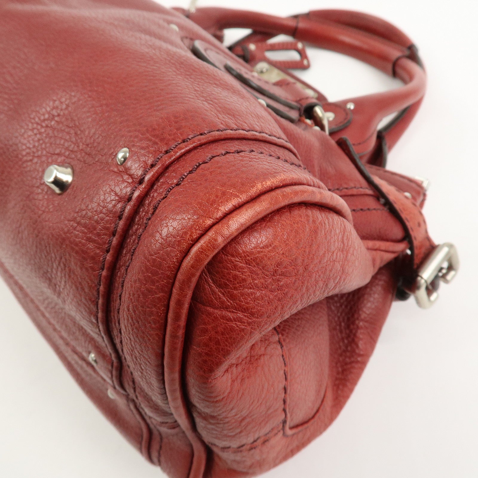 Chloe Paddington Leather Hand Bag Shoulder Bag Red