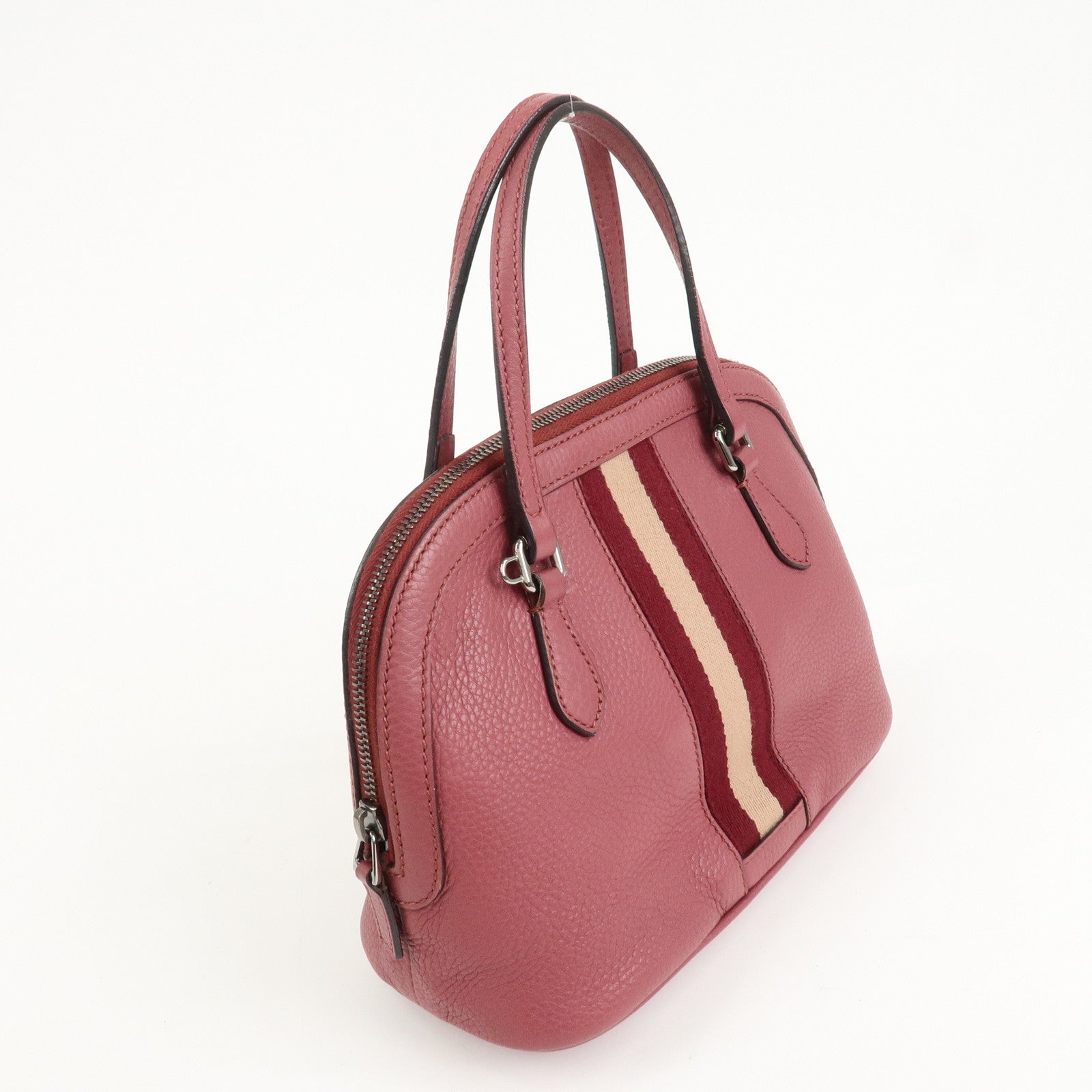 GUCCI Sherry Leather 2Way Bag Hand Bag Pink Beige 341504 Used