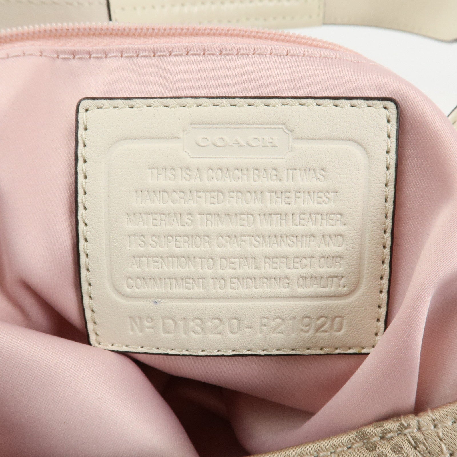 COACH Ashley Canvas Patent Leather Dot Op Art Hobo Bag Beige F21920 Used