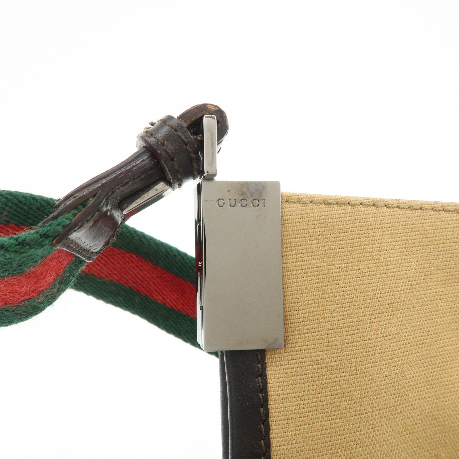 GUCCI Sherry Canvas Leather Shoulder Crossbody Bag Beige 001.4321