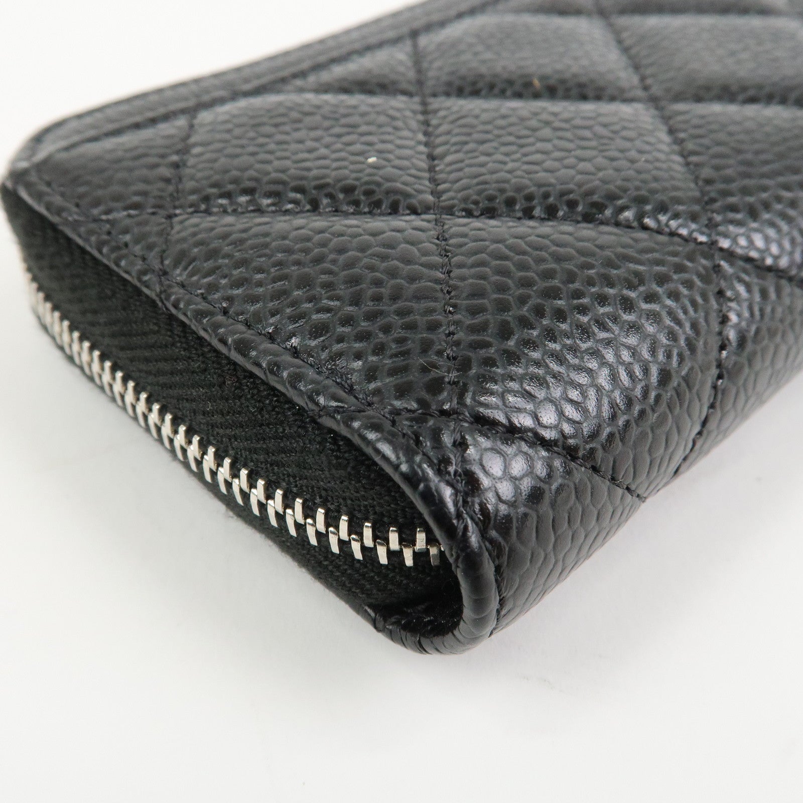 CHANEL Matelasse Caviarskin Classic Zippy Coin Case Black AP0216