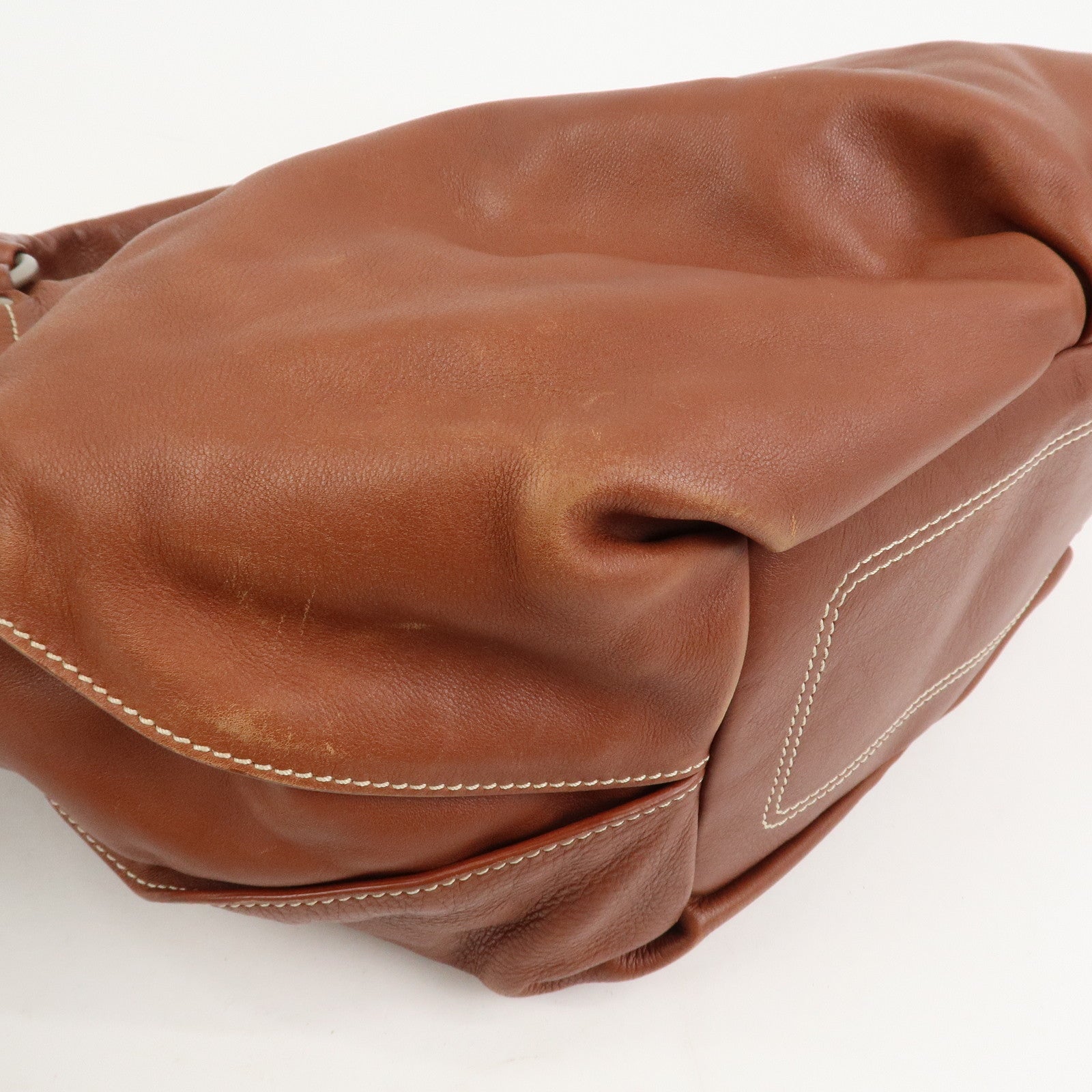 CELINE Logo Leather Bittersweet Shoulder Bag Tote Bag Brown