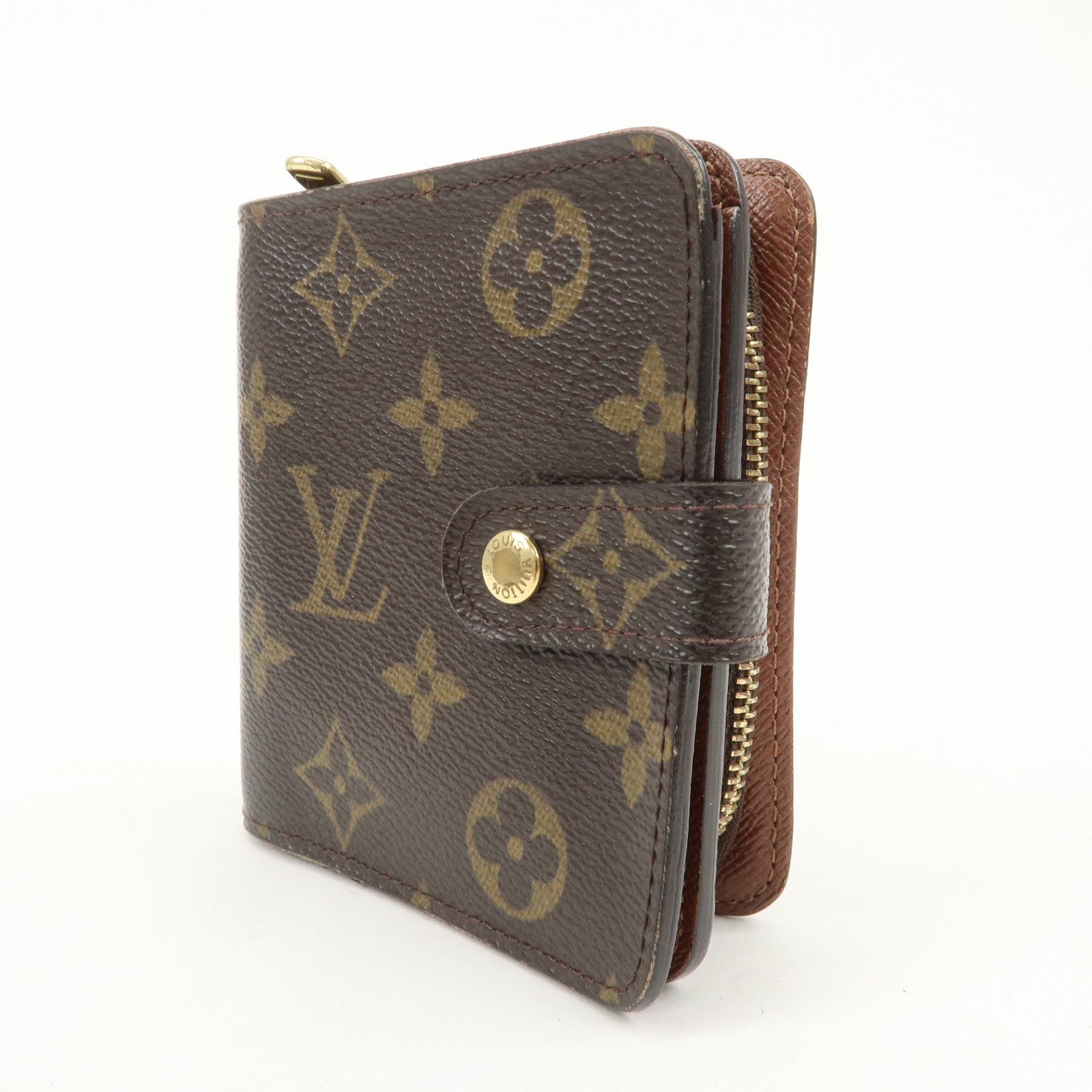 Louis Vuitton Monogram Canvas Compact Zippy Wallet Brown M61667 Used