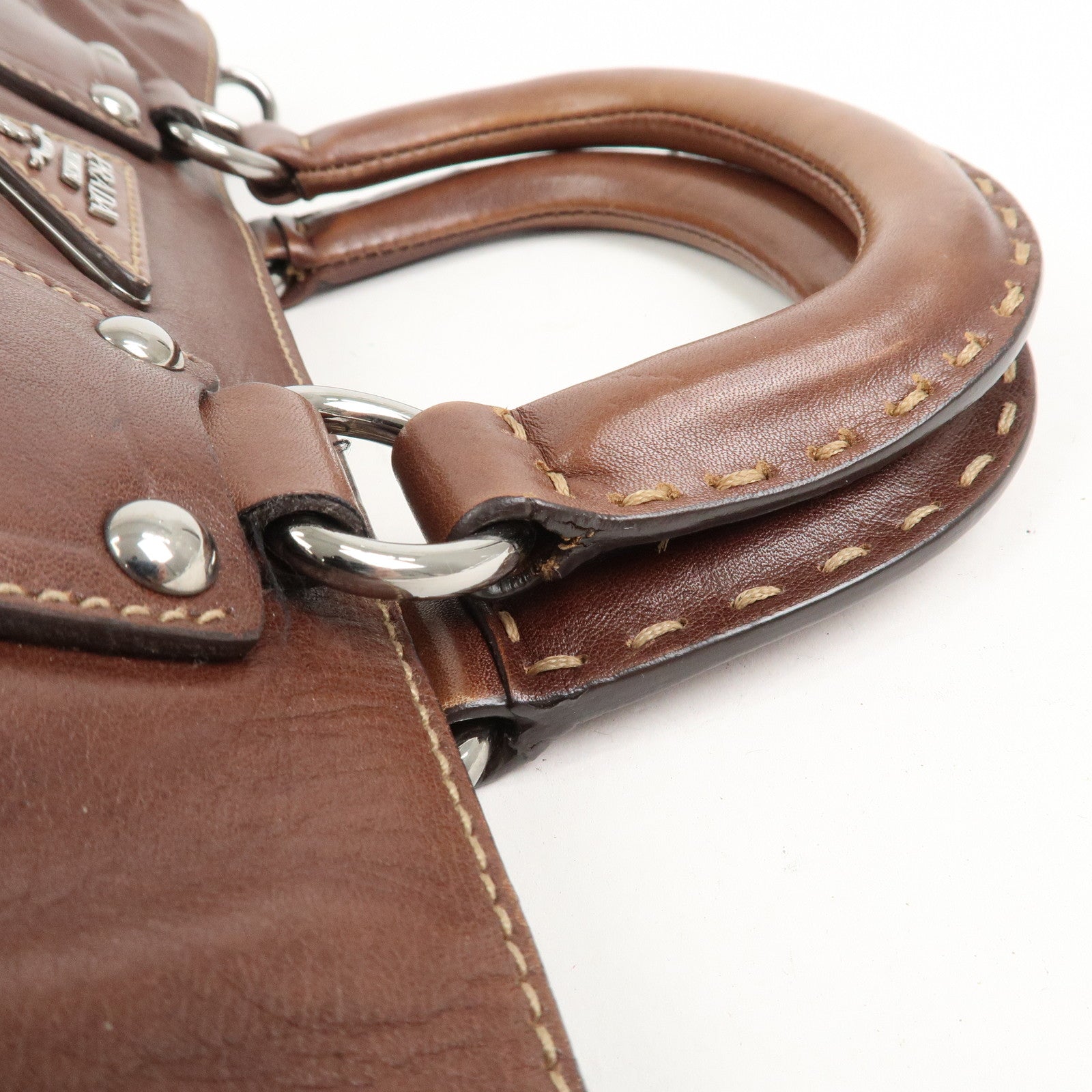 PRADA Triangle Logo 2Way Bag Tote Bag Shoulder Bag BN1889