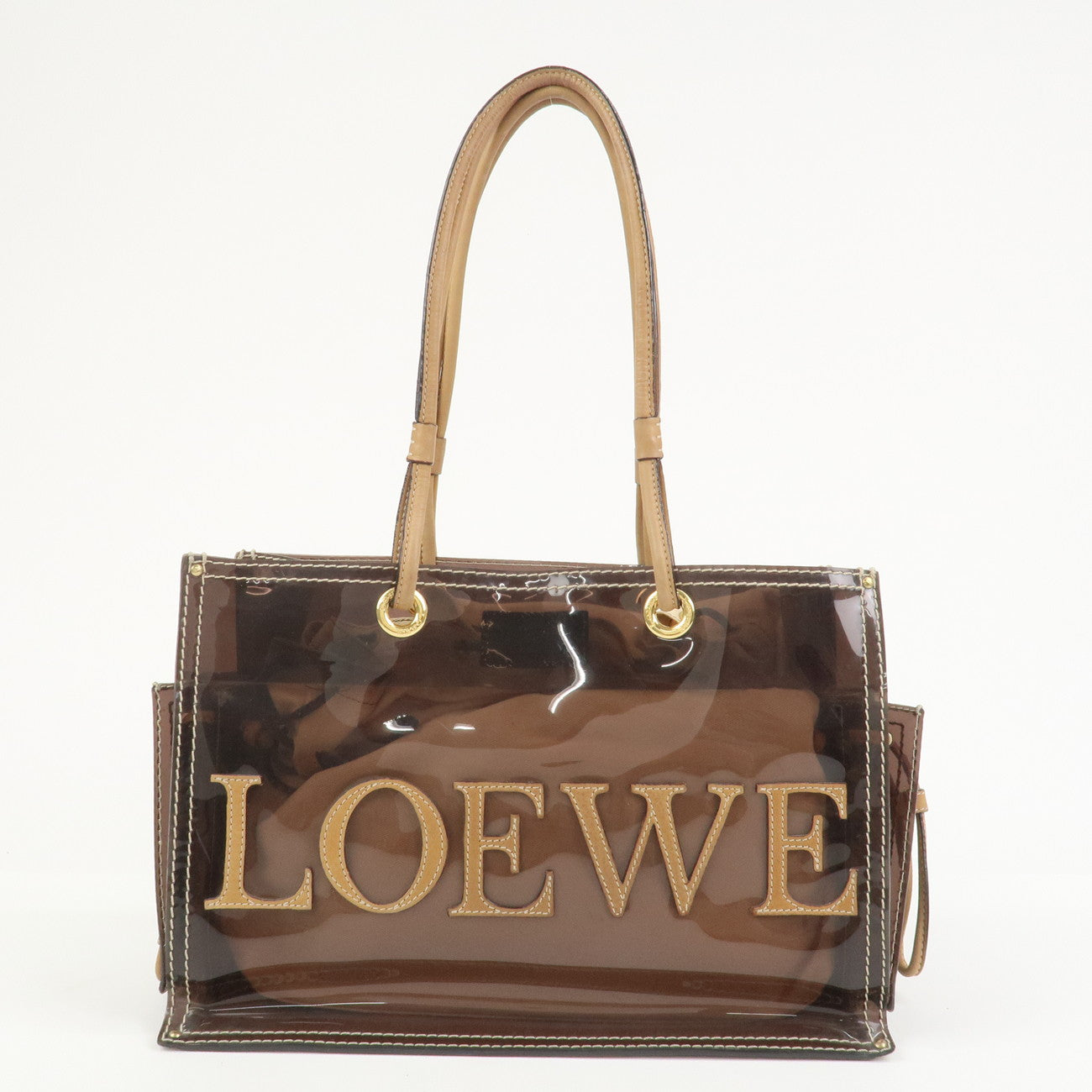 LOEWE Anagram PVC Leather Tote Bag Shoulder Bag Brown