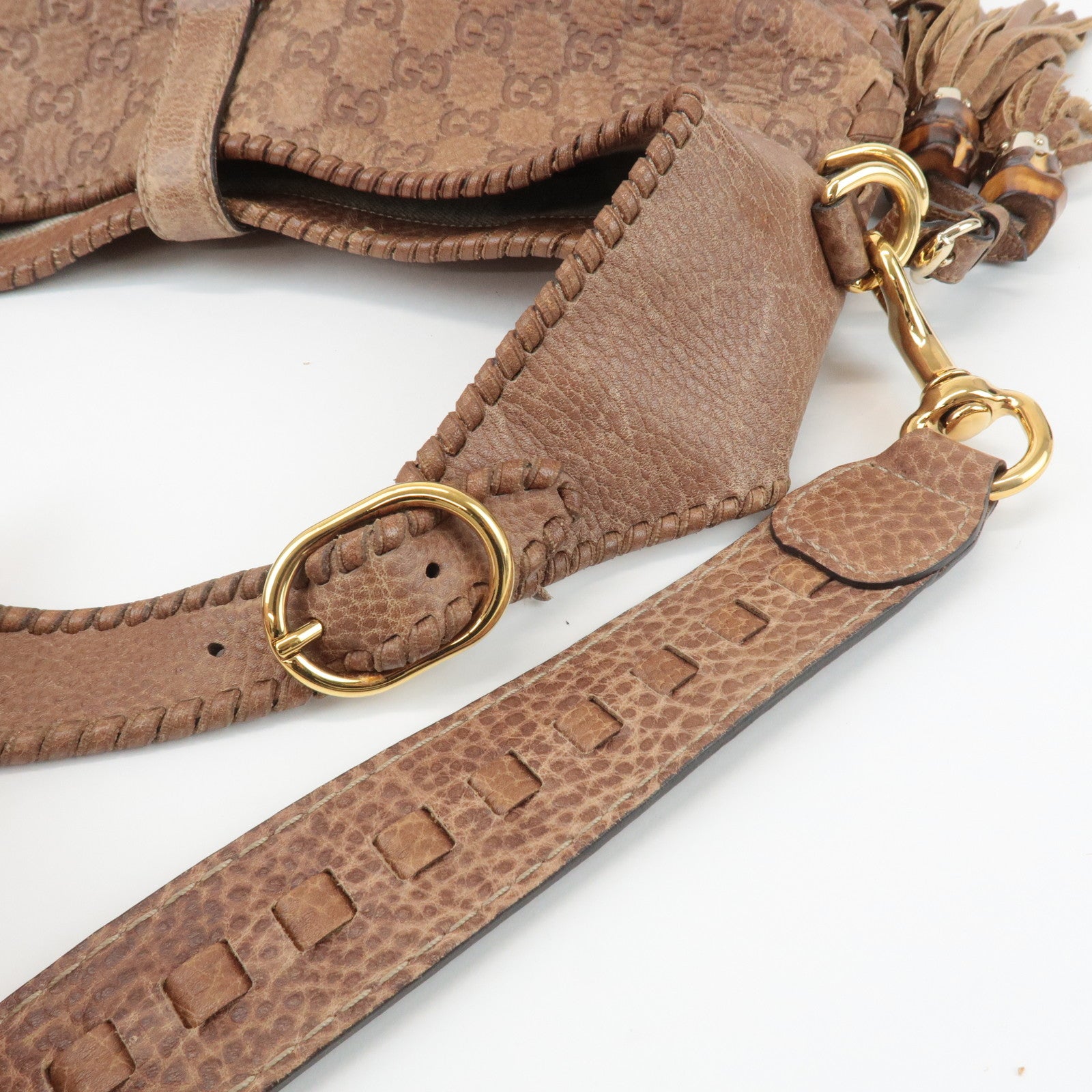 GUCCI New Jackie Bamboo Guccissima Leather Shoulder Bag Brown 218491 Used