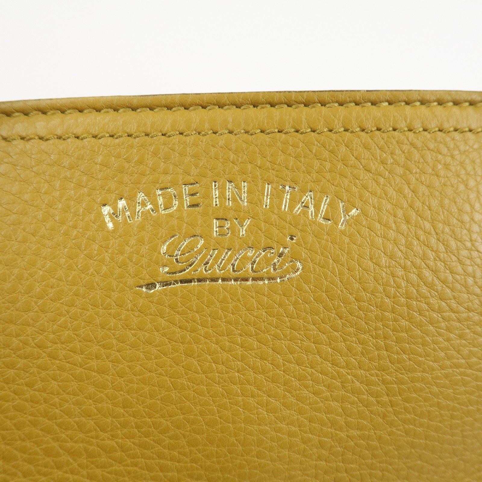 GUCCI Bamboo Leather 2Way Bag Tote Shoulder Bag Mustard 336032