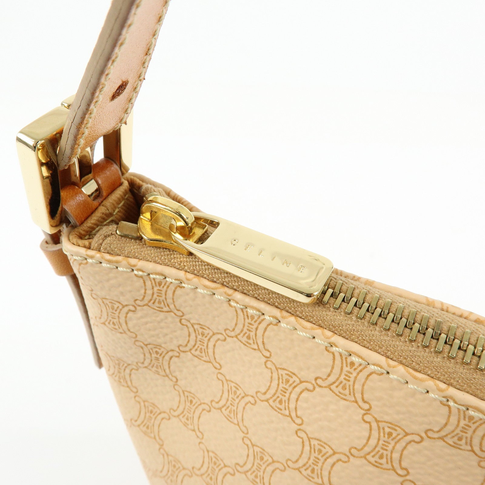 CELINE Macadam PVC Leather Hand Bag Shoulder Bag Beige