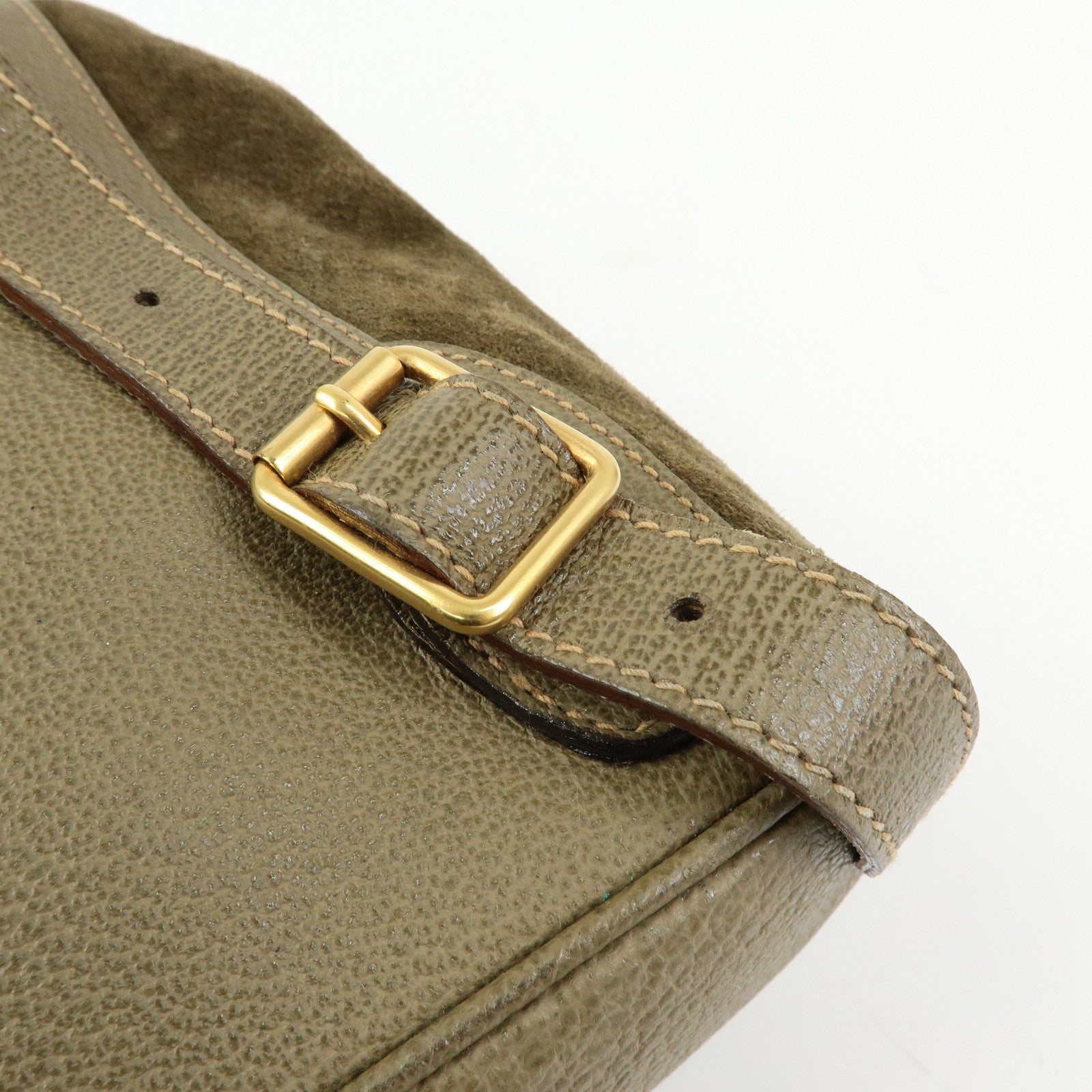 GUCCI Bamboo Suede Leather Backpack Rucksack Khaki 003・2058