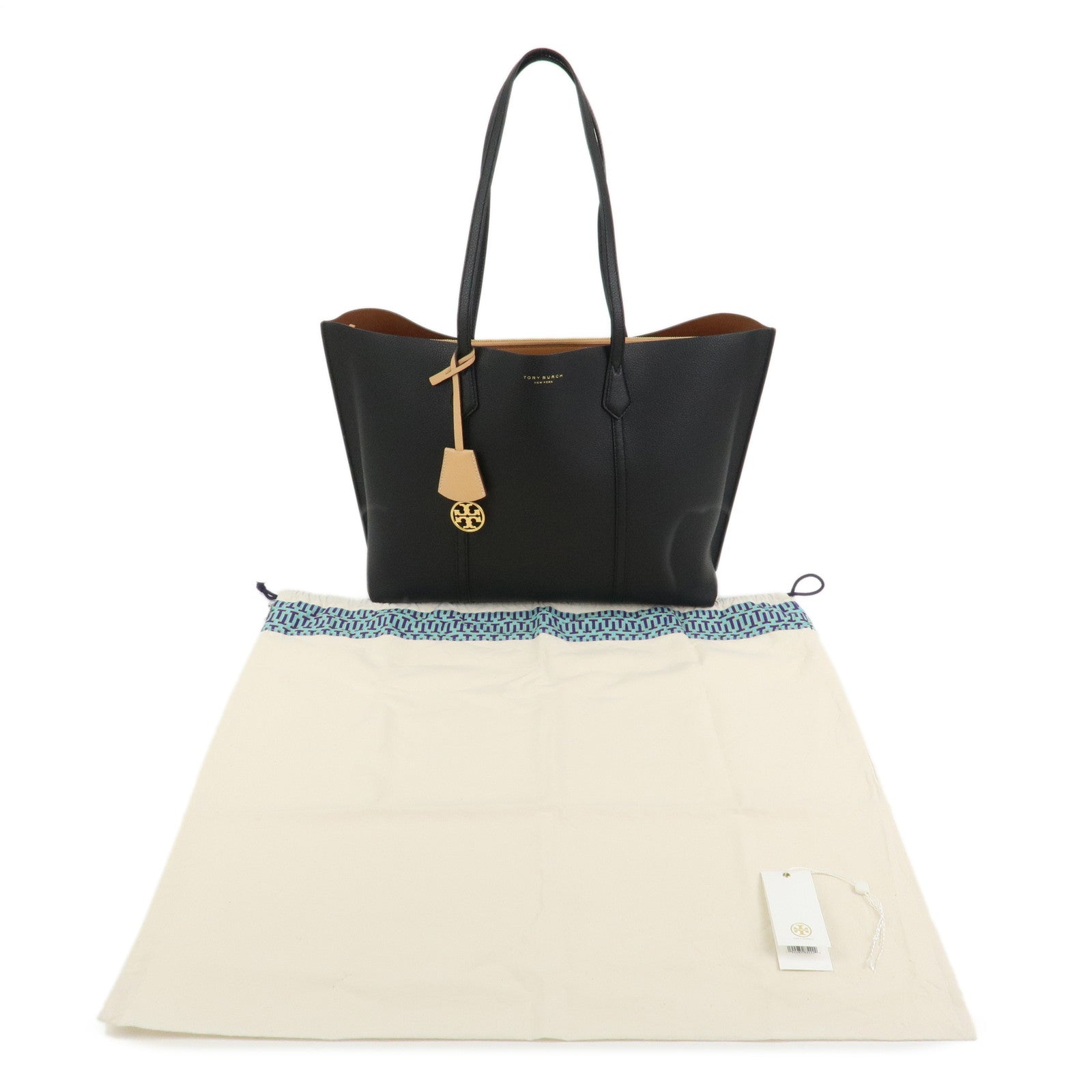 TORY BURCH Perry Leather Tote Bag Hand Bag Black