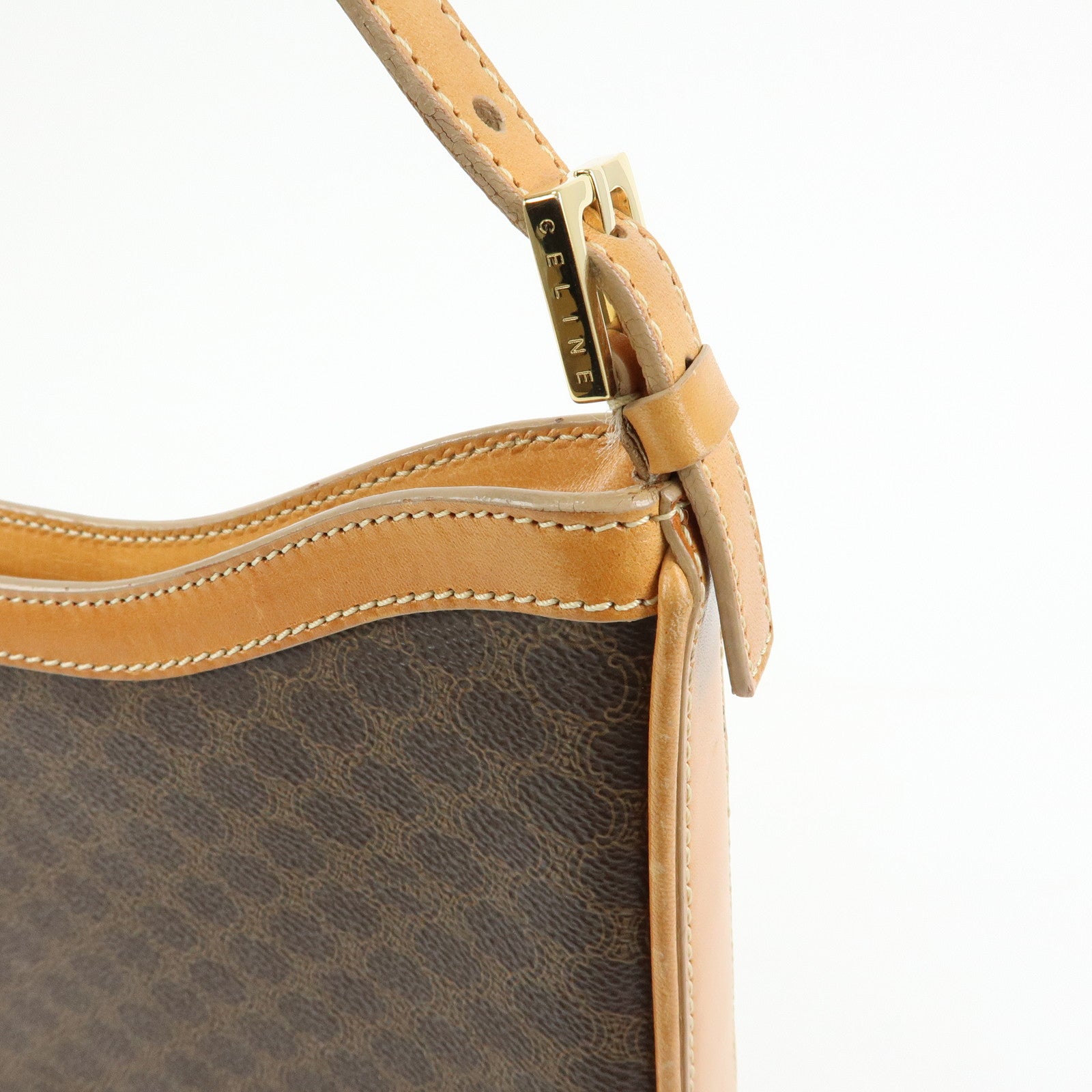 CELINE Macadam PVC Leather Shoulder Bag Hand Bag Brown
