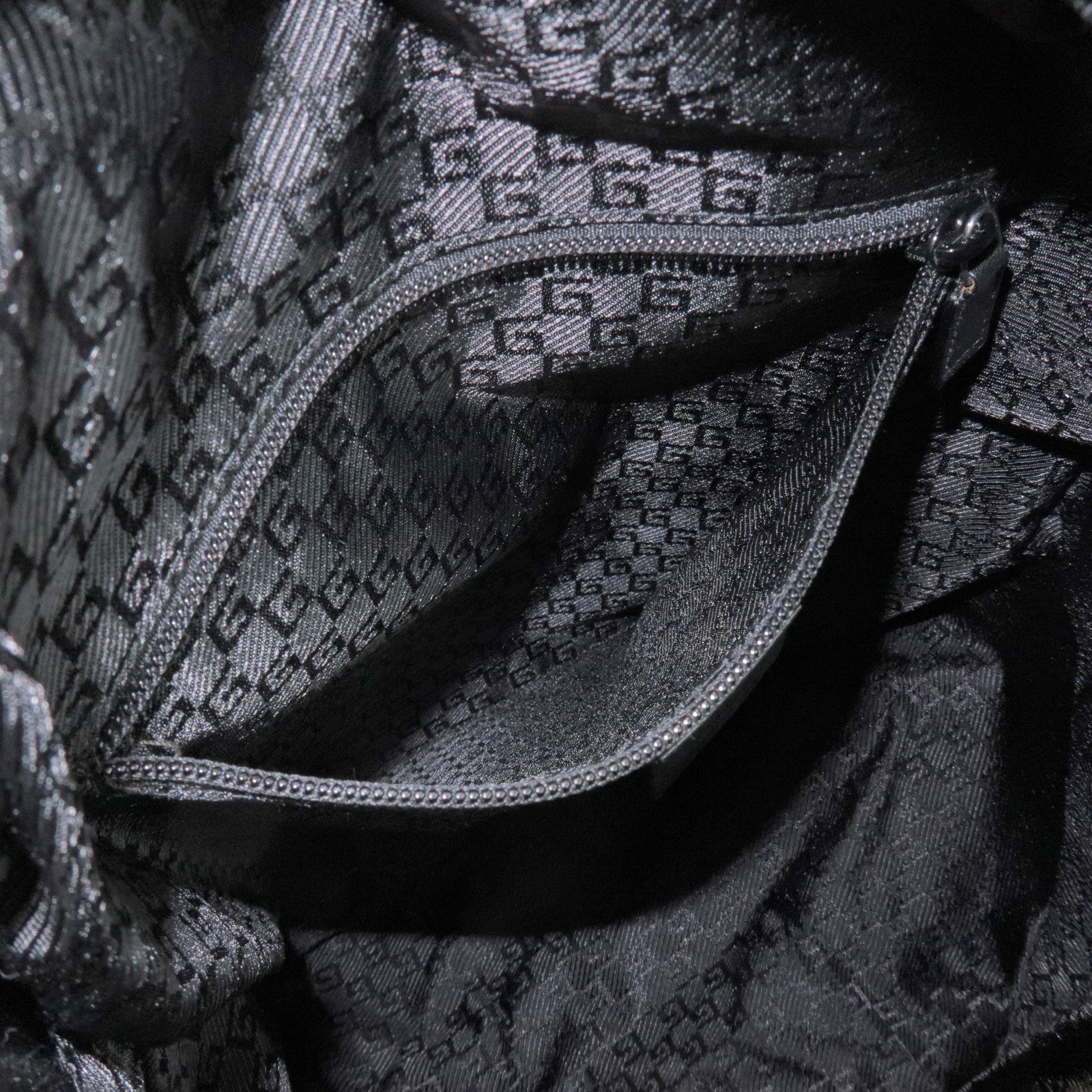 GUCCI Sherry Nylon Web Zipper Line Backpack Rucksack Black 122349