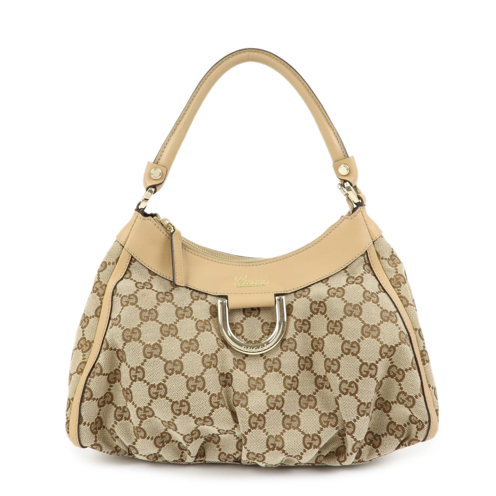 GUCCI Abbey GG Canvas Leather Shoulder Bag Hand Bag Beige 190525