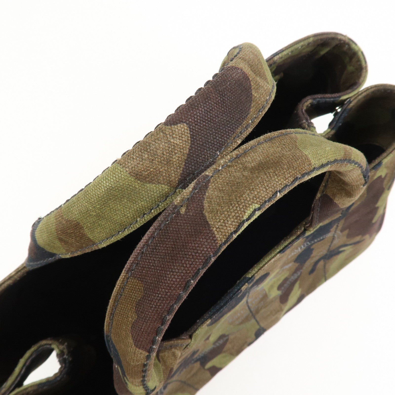 PRADA Canapa Canvas 2Way Hand Bag Shoulder Bag Khaki B2642B