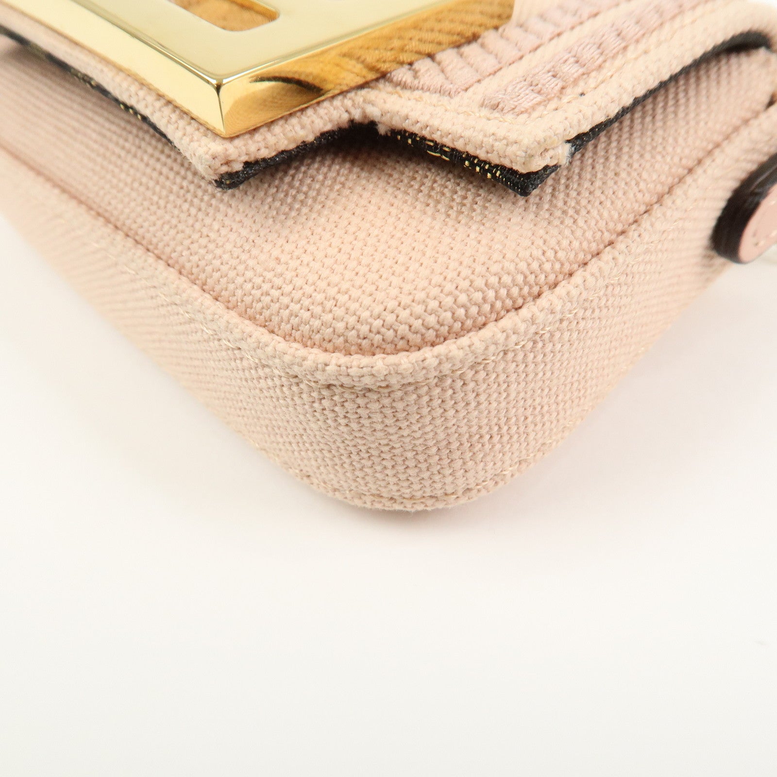 FENDI Zucca Nano Baguette Canvas Leather Chain Shoulder Bag 7AS045