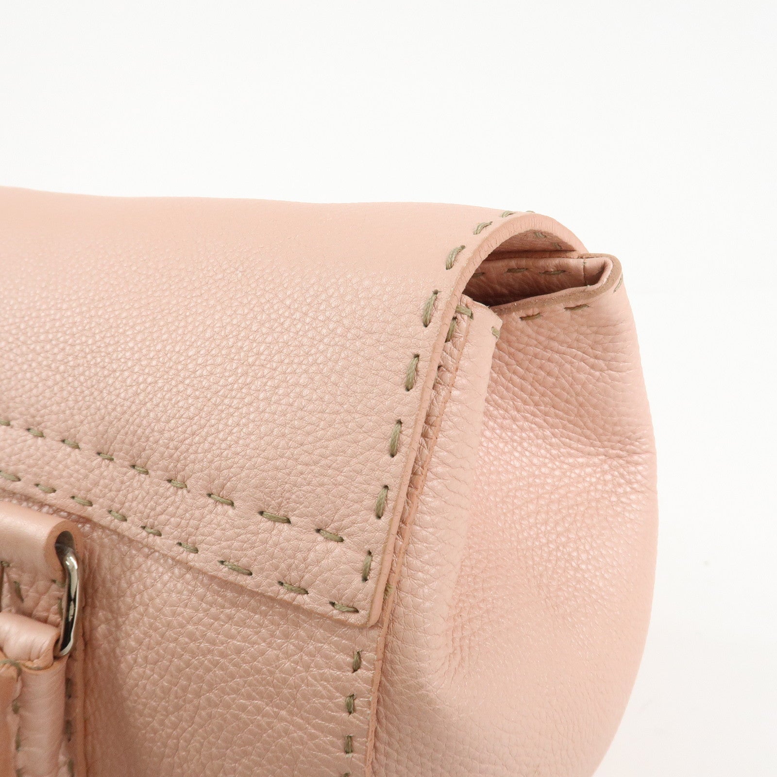 FENDI Seleria Linda Leather Shoulder Bag Hand Bag Pink 8BR442