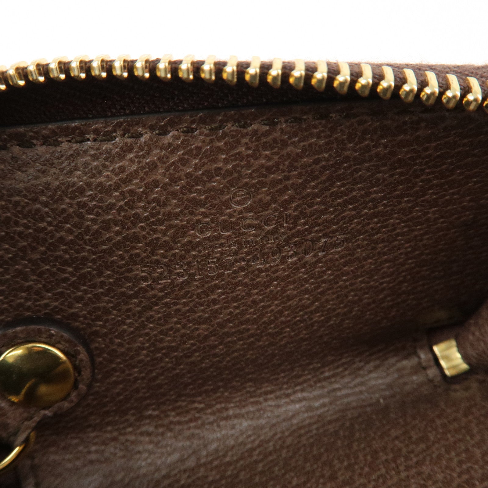 GUCCI Ophidia Sherry Zip Around Key Case Coin Case Beige Brown 523157 Used