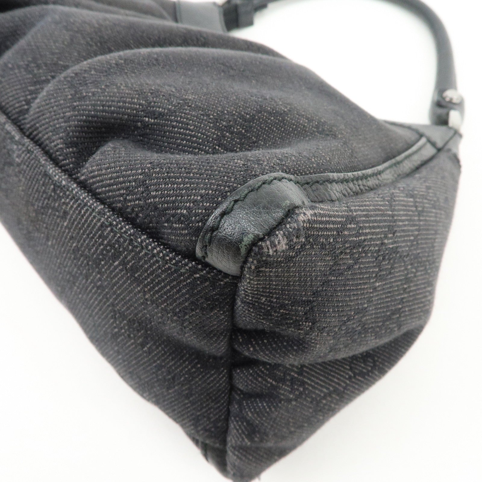 GUCCI Abbey GG Canvas Leather Shoulder Bag Hand Bag Black 265692