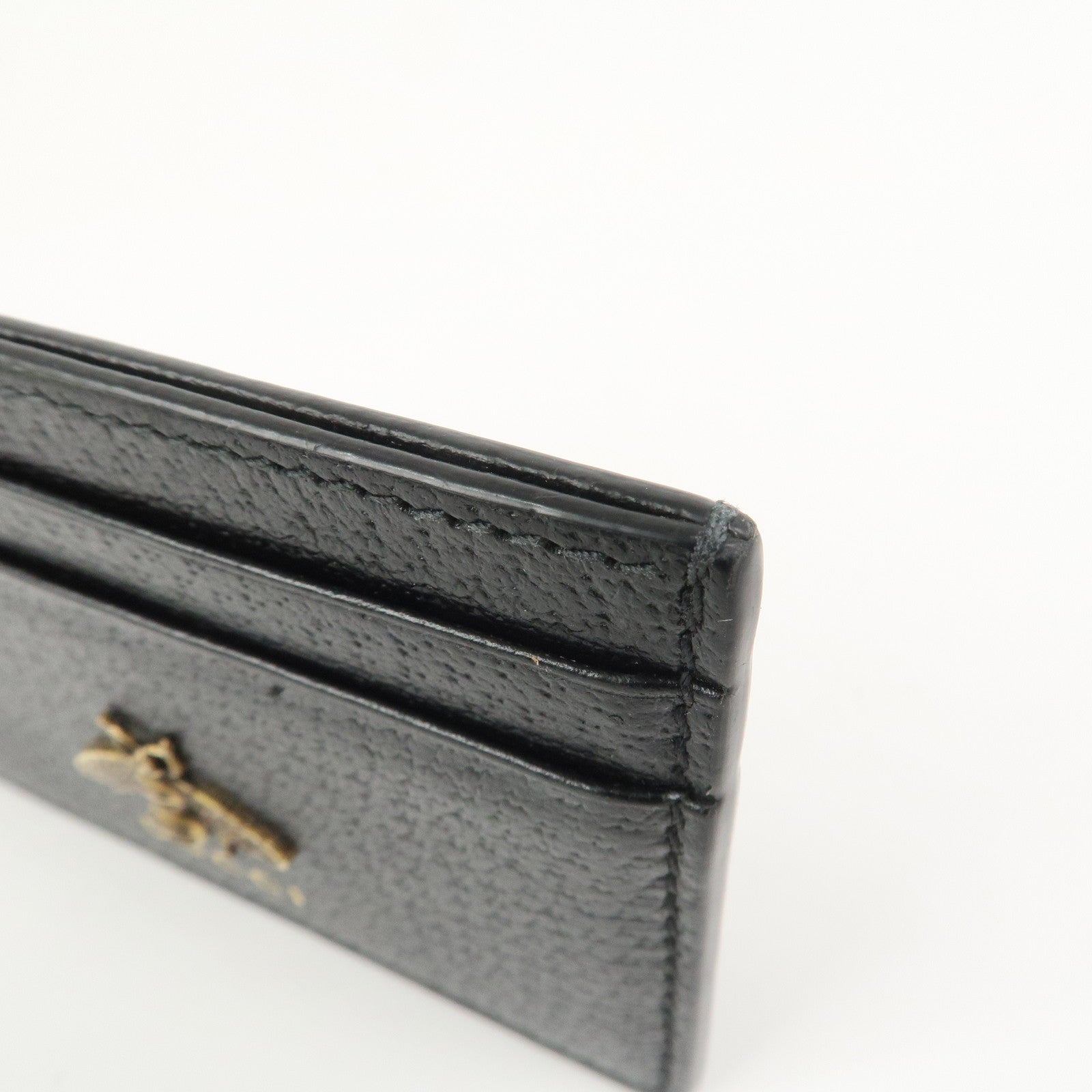 GUCCI Animalier Leather Card Case Card Holder Black 523685