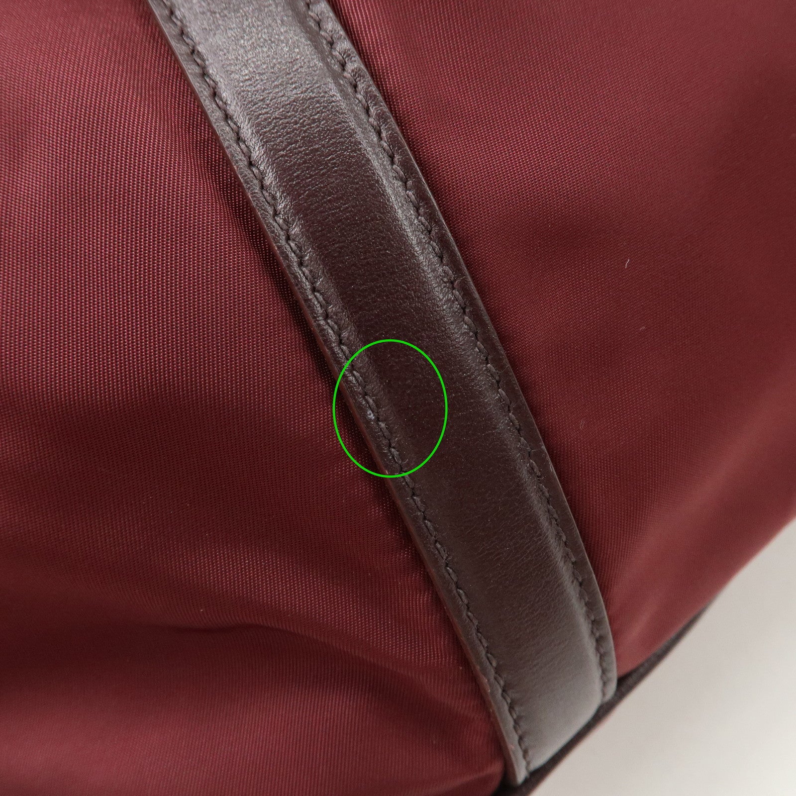 Prada Logo Tessuto Nylon Hand Bag Shoulder Bag Burgundy Red BR5116 Used
