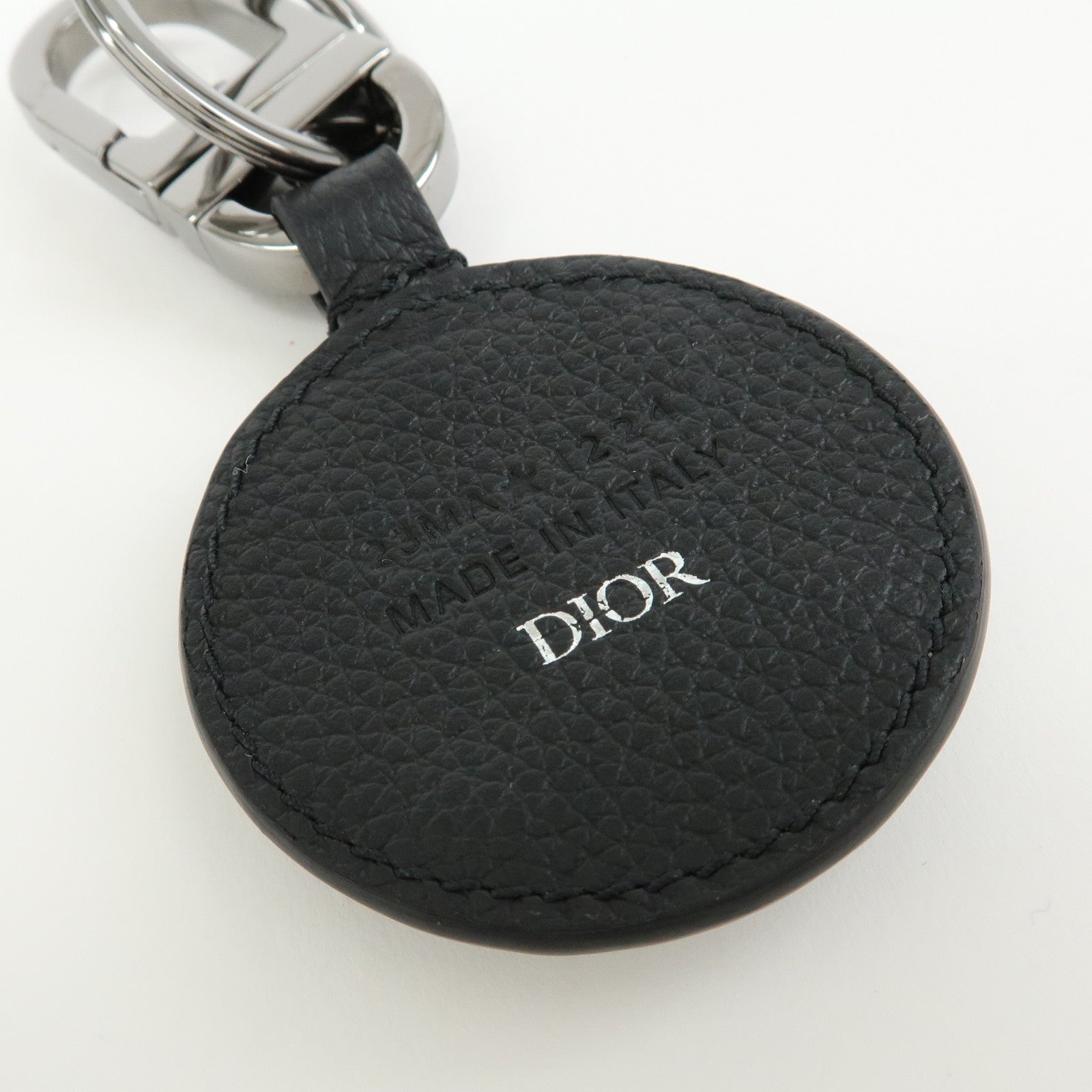 Christian Dior Grained Calf Leather D-Touch Key Ring Bag Charm