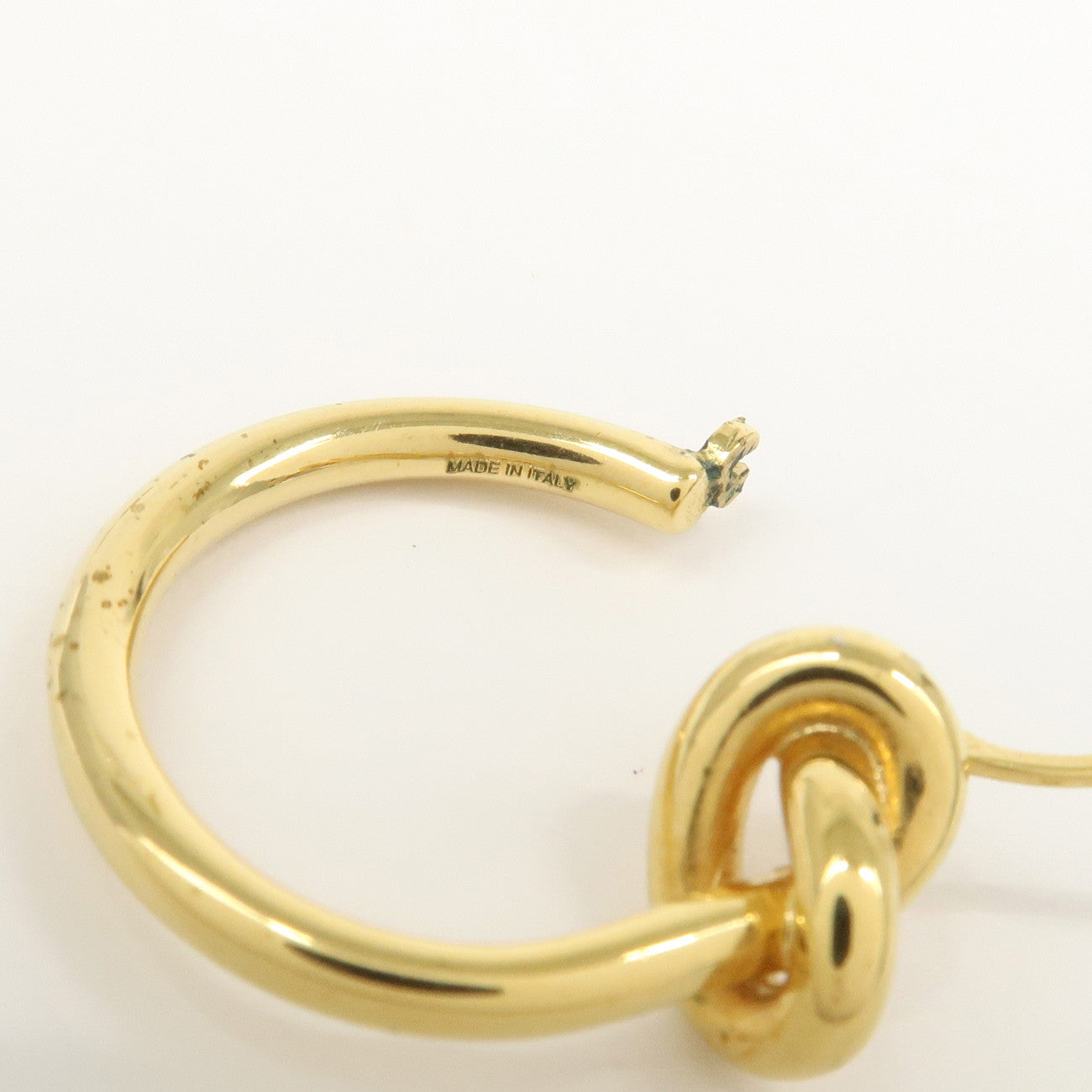 CELINE Logo Knot Small Hoop Earrings Metal Gold
