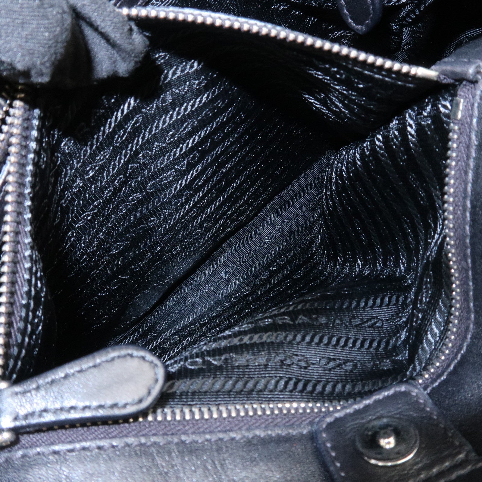 PRADA Logo Leather Shoulder Bag Hand Bag Black BR3974