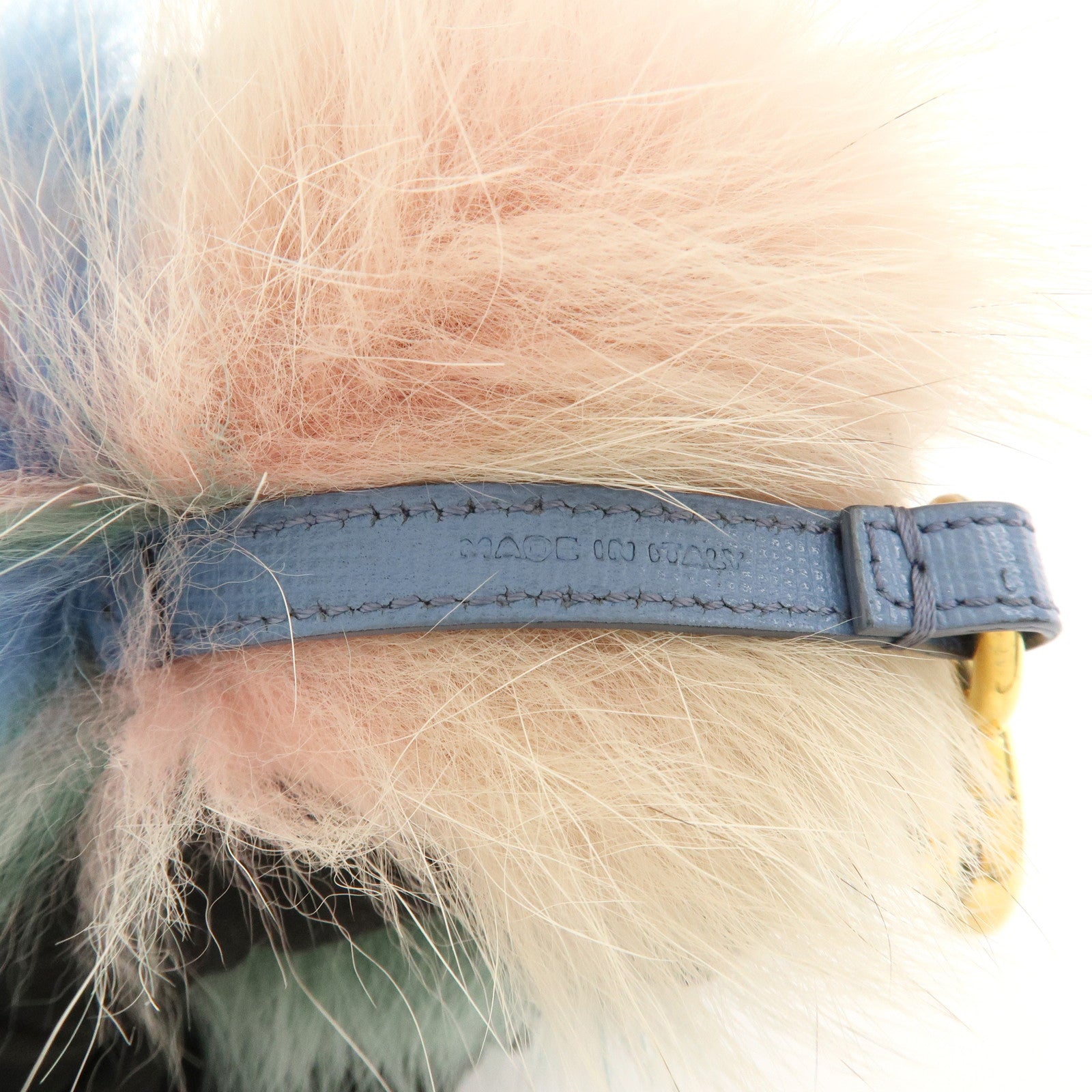 FENDI Pom Pom Fur Key Chain Bag Charm Pink Green Blue 7AR259