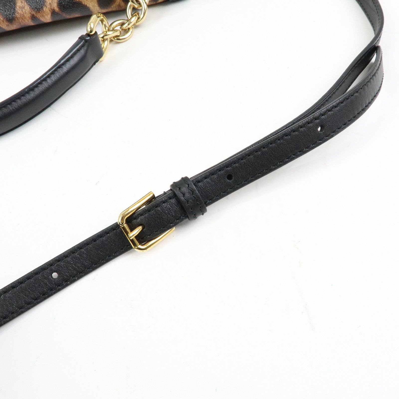 Dolce&Gabbana Leopard PVC Leather 2Way Bag Hand Bag Brown Black