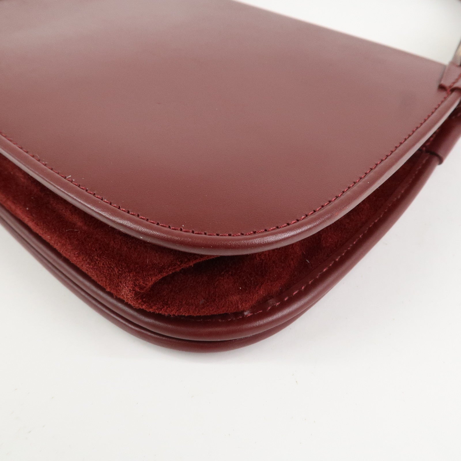 Cartier Must De Cartier Calf Leather Shoulder Bag Hand Bag Burgundy