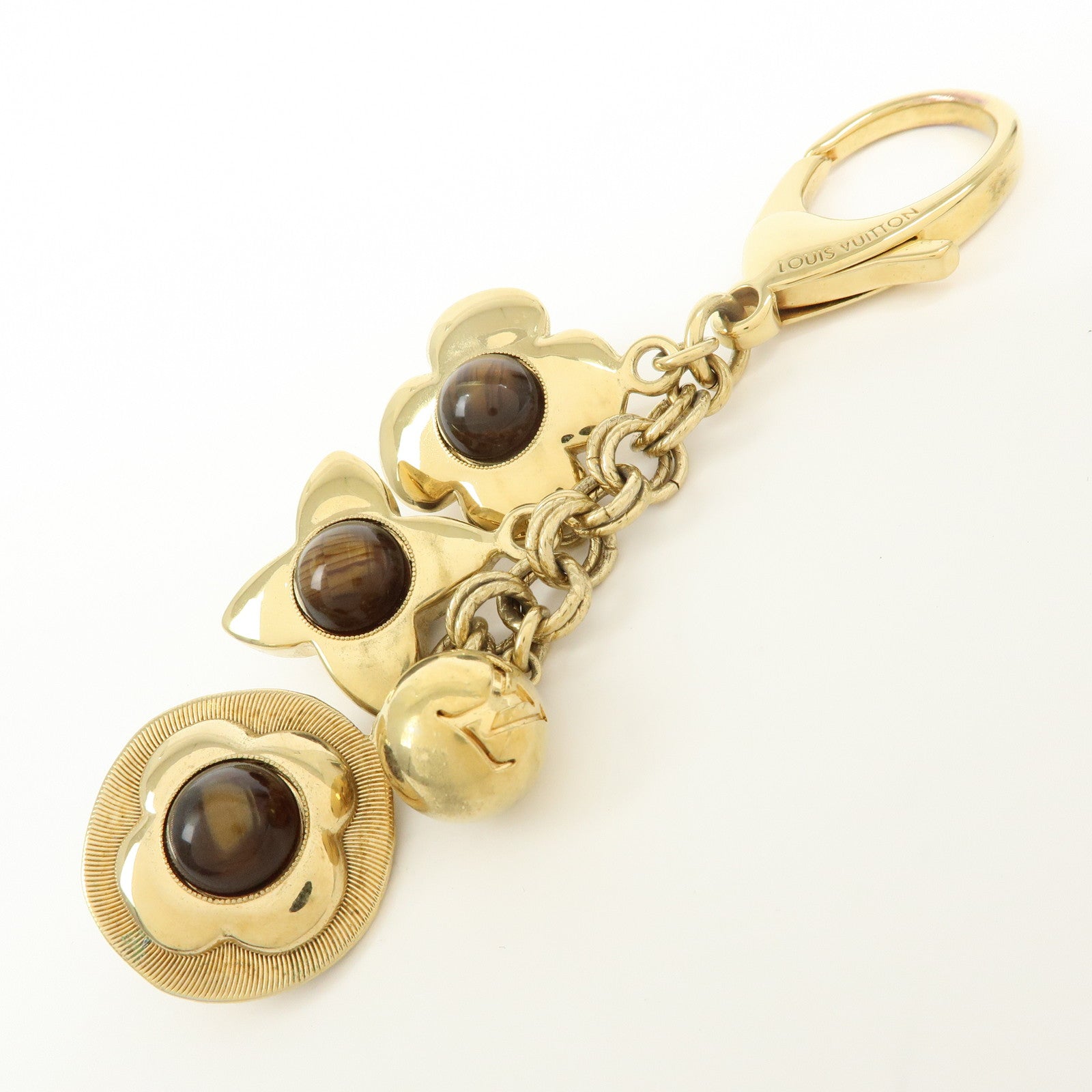 Louis Vuitton Metal Bijou Sac Tresor Bag Charm Gold Brown M66349