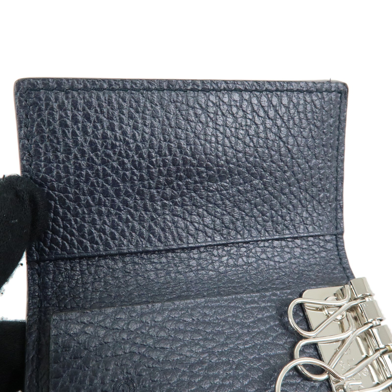 GUCCI Leather 6 Ring Key Case Key Holder Navy 150402