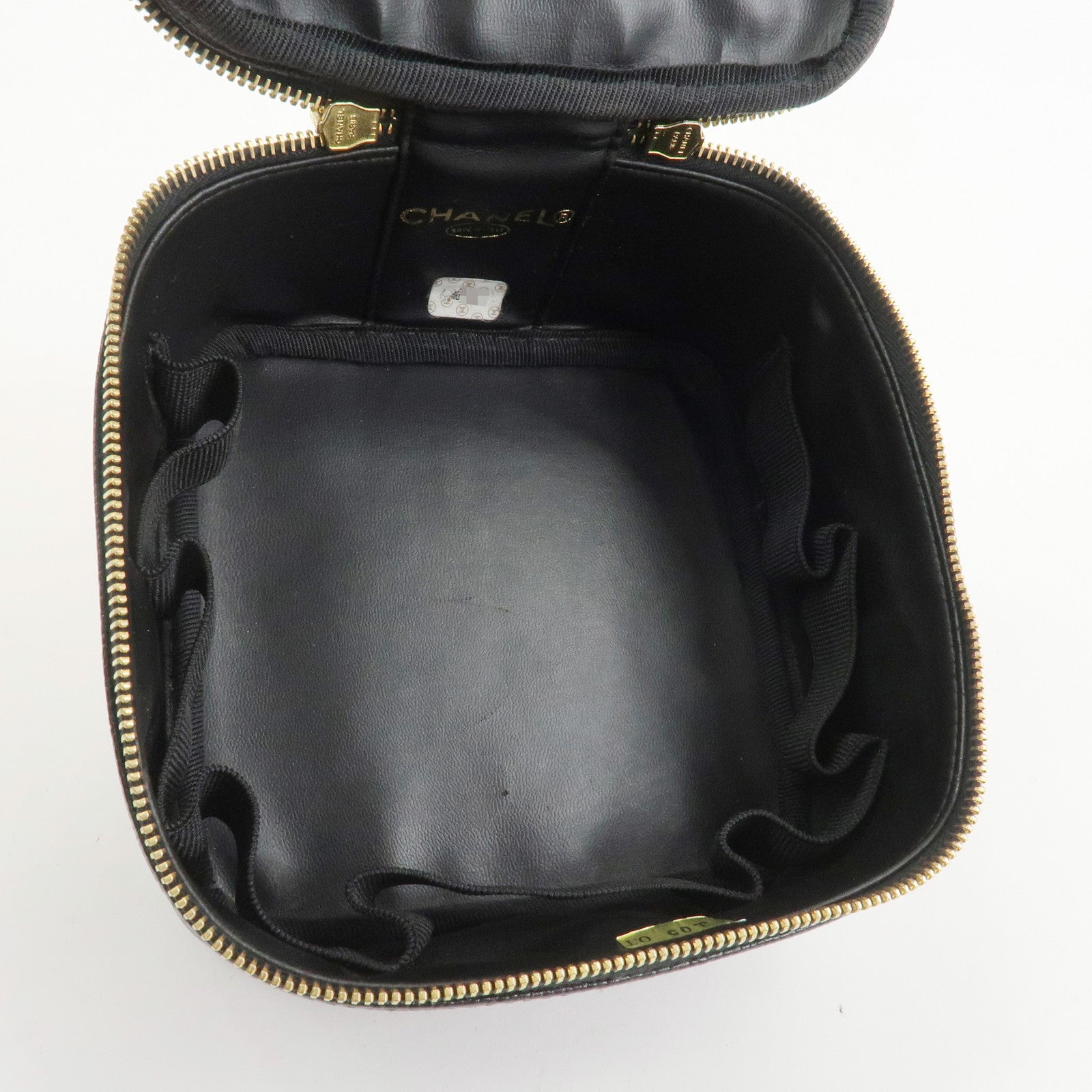 CHANEL Caviarskin COCO Mark Vanity Bag Hand Bag Black A01997