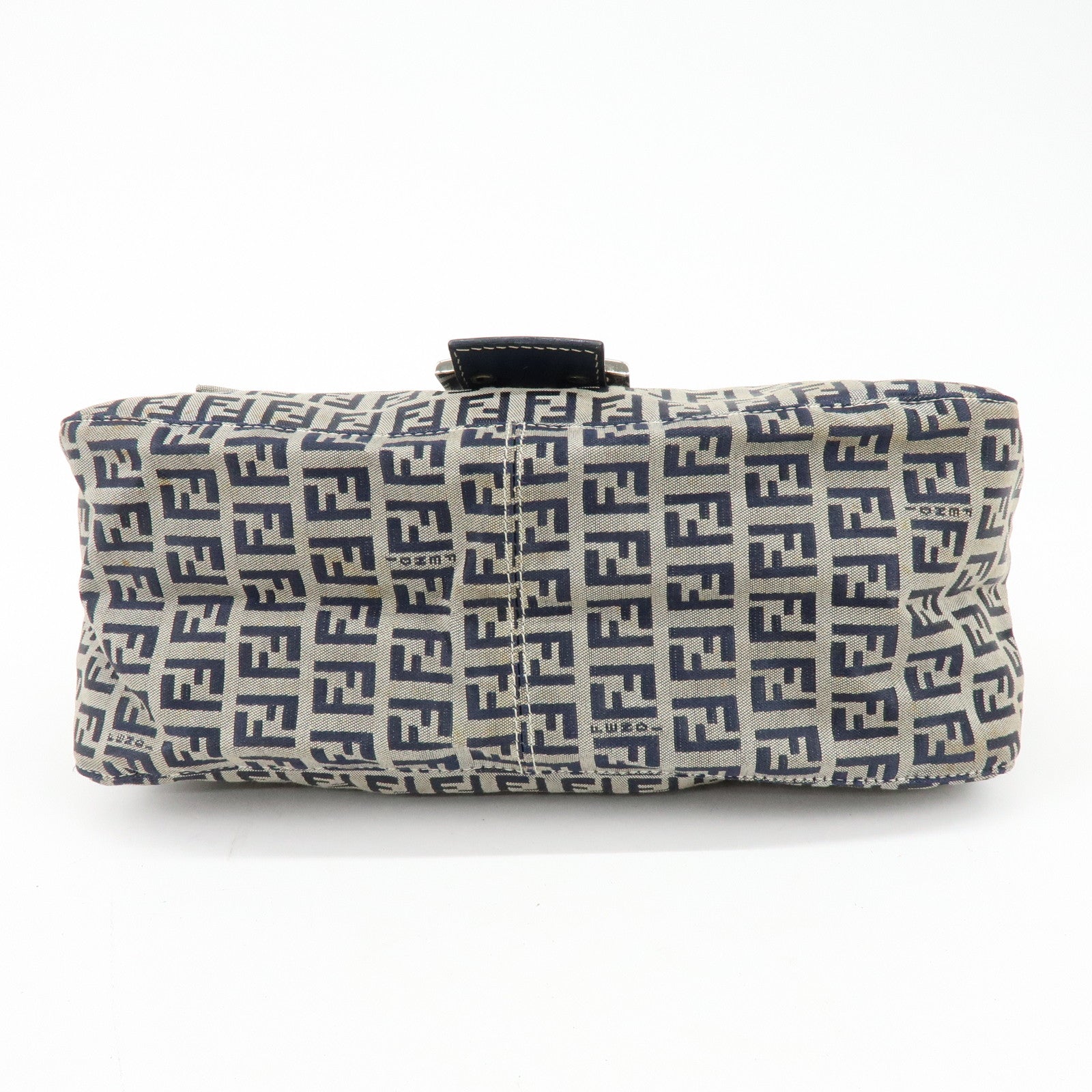 FENDI Mamma Baguette Zucchino Canvas Leather Shoulder Bag 26325