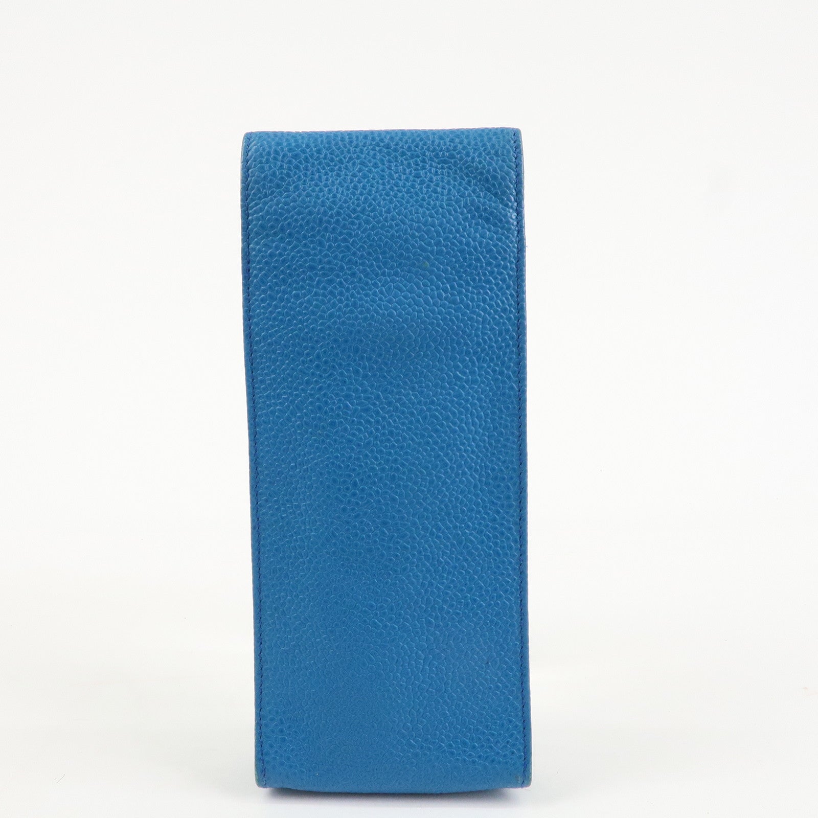 CHANEL COCO Mark Caviarskin Pen Case Glasses Case Blue Used