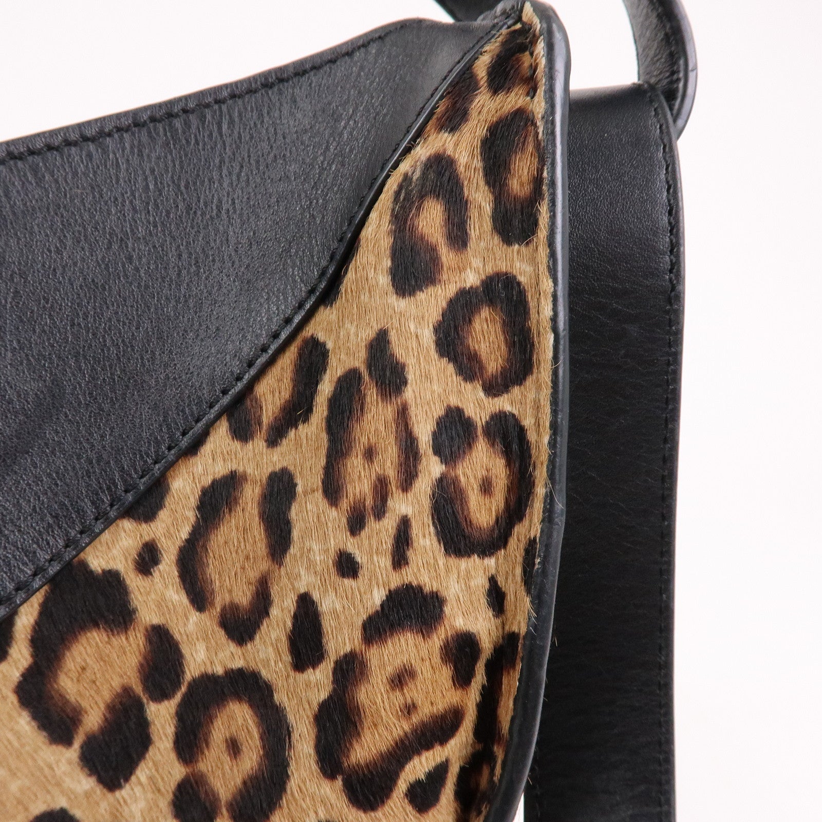 LOEWE Calfskin Hammock Small Shoulder Bag Leopard Beige Black