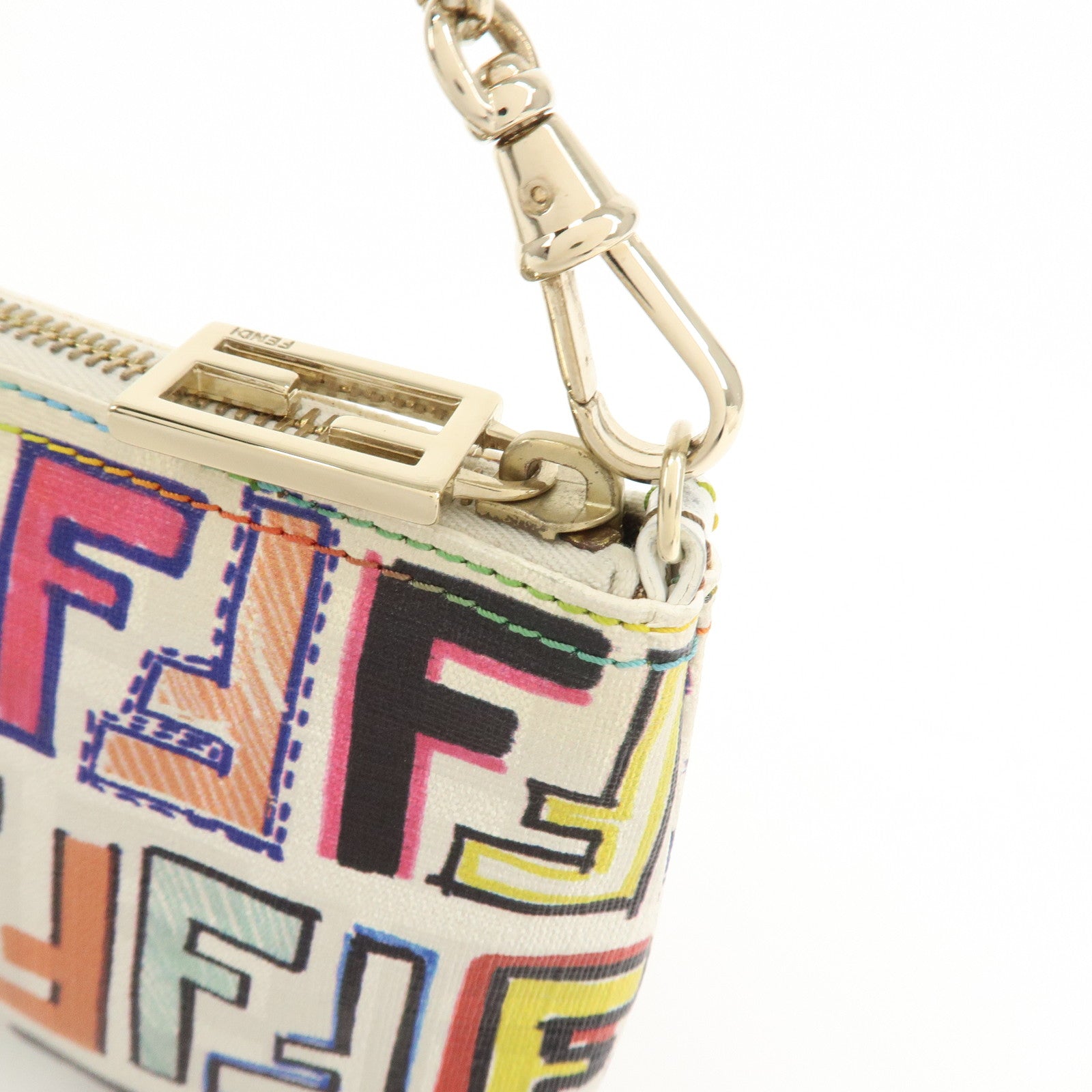 FENDI Zucca Print PVC Chain Accessory Pouch Multicolor 8BR592