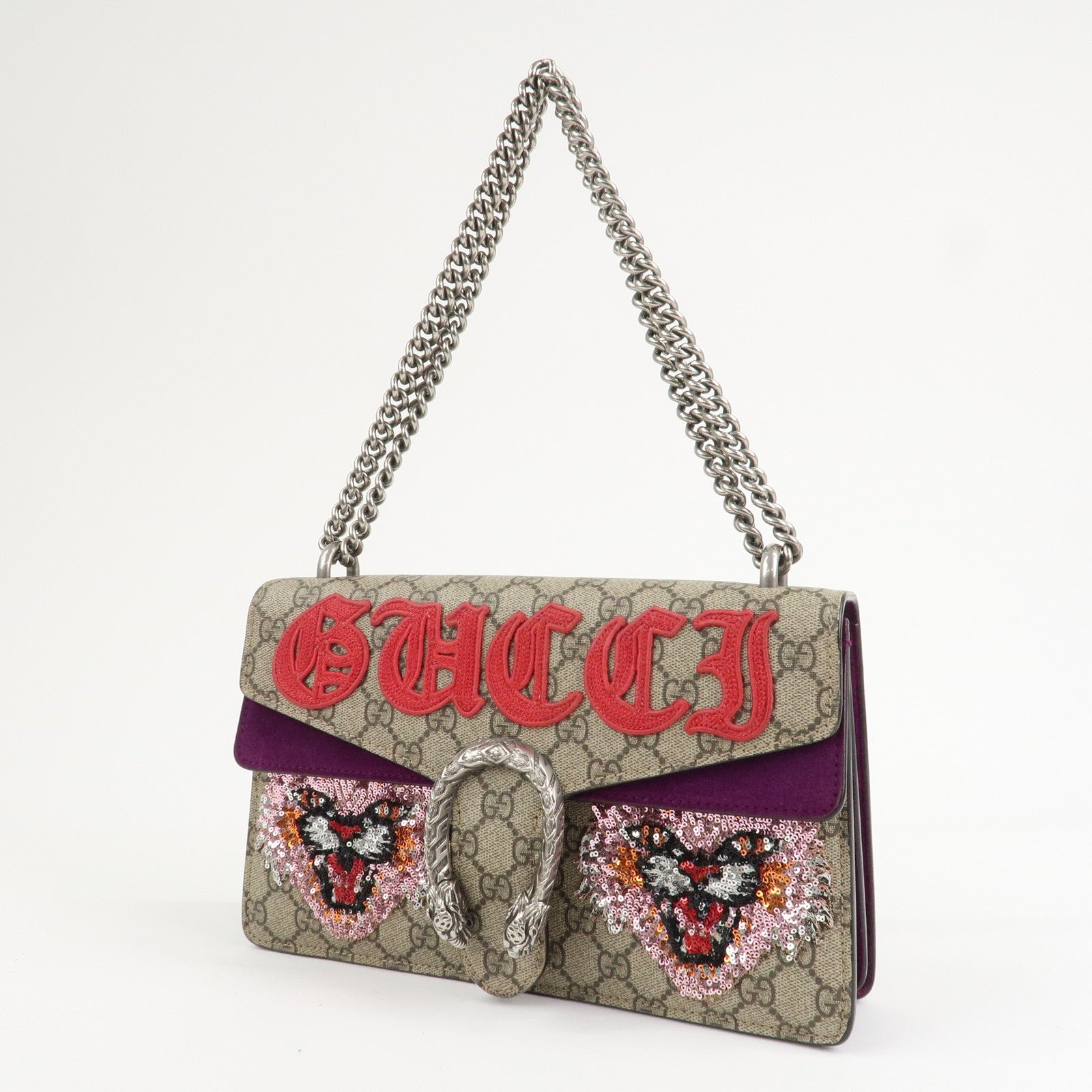 GUCCI Dionysus GG Supreme Suede Medium Chain Shoulder Bag 400249