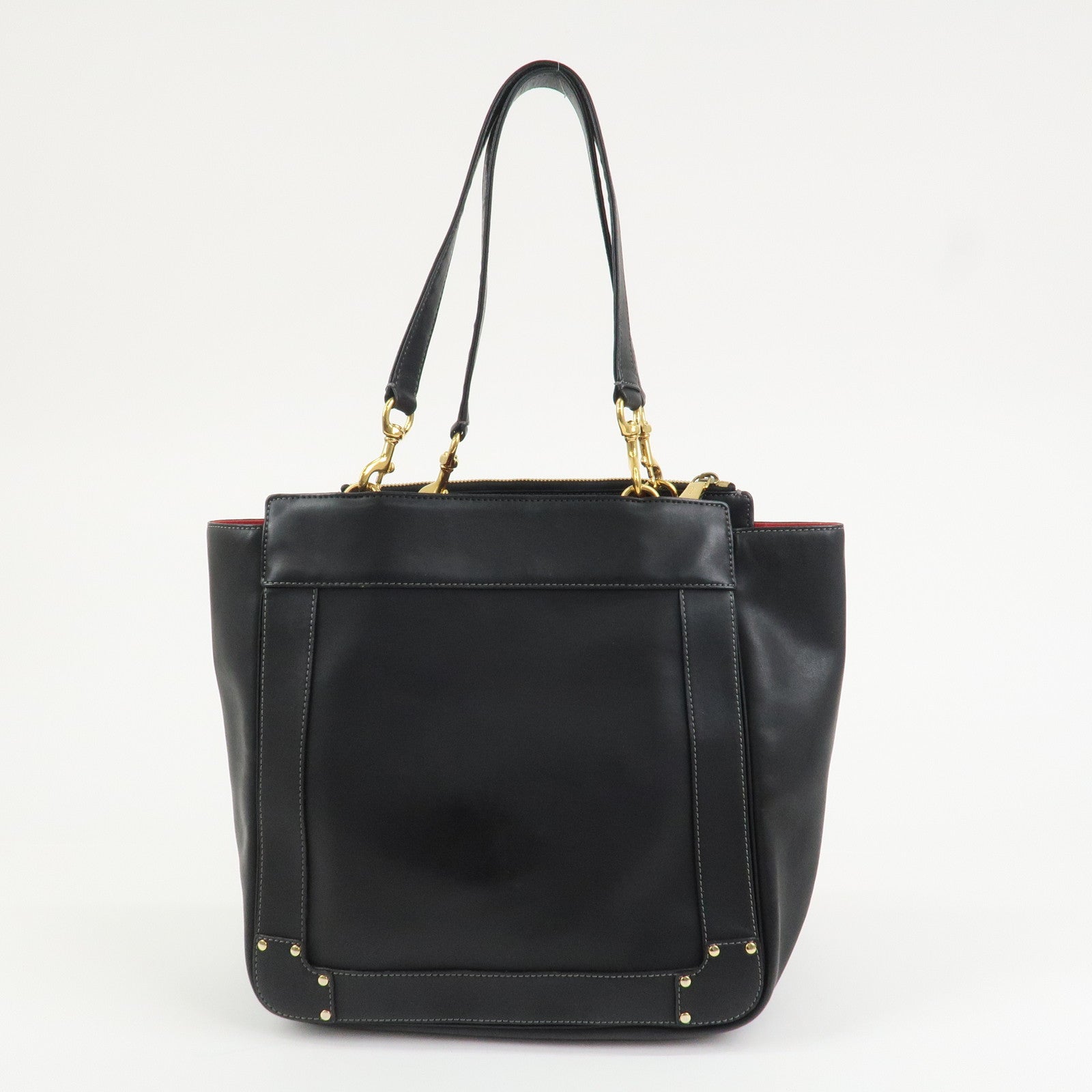 Chloe Eden Logo Leather Shoulder Bag Tote Bag Black