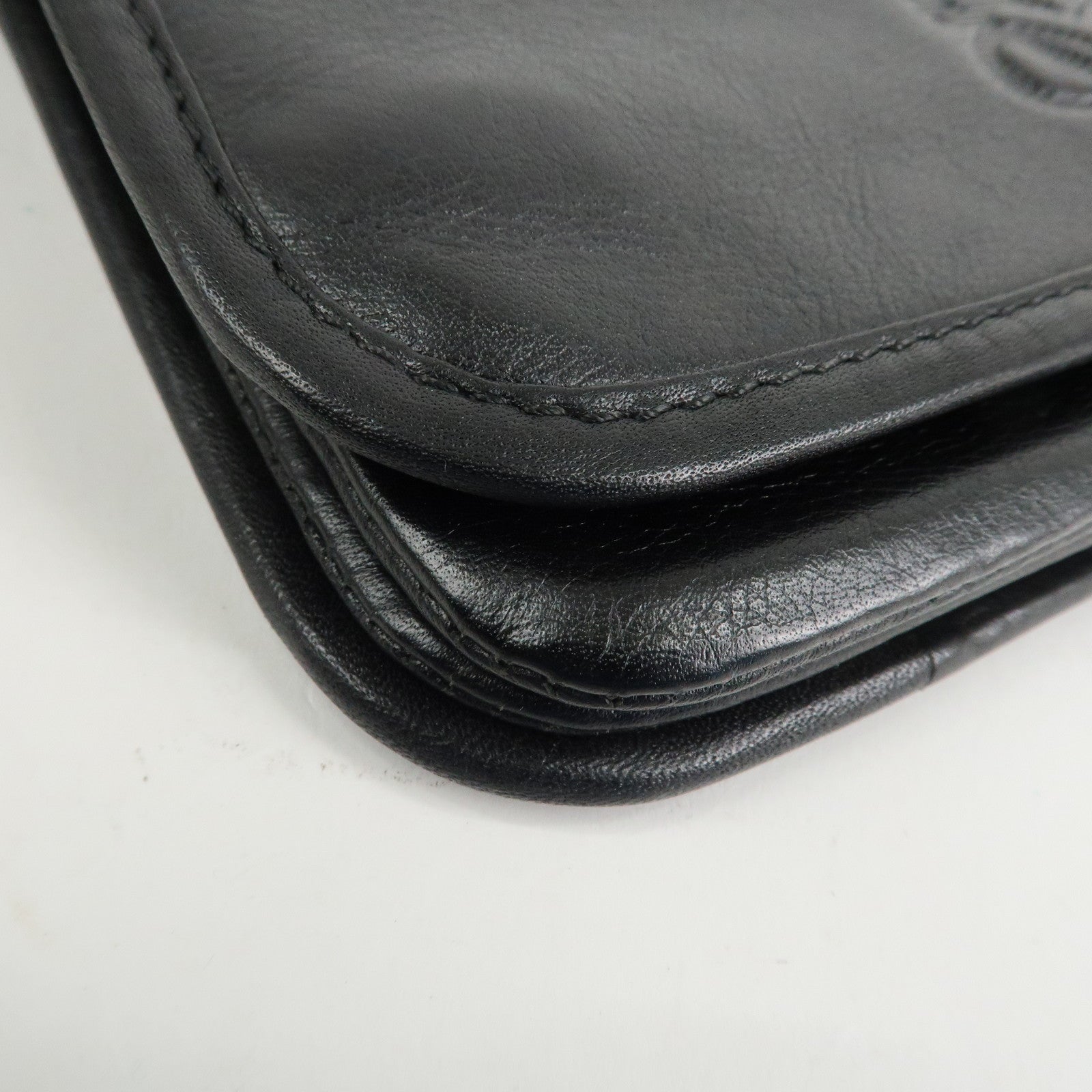 LOEWE Anagram Leather Clutch Bag Black Gold Hardware