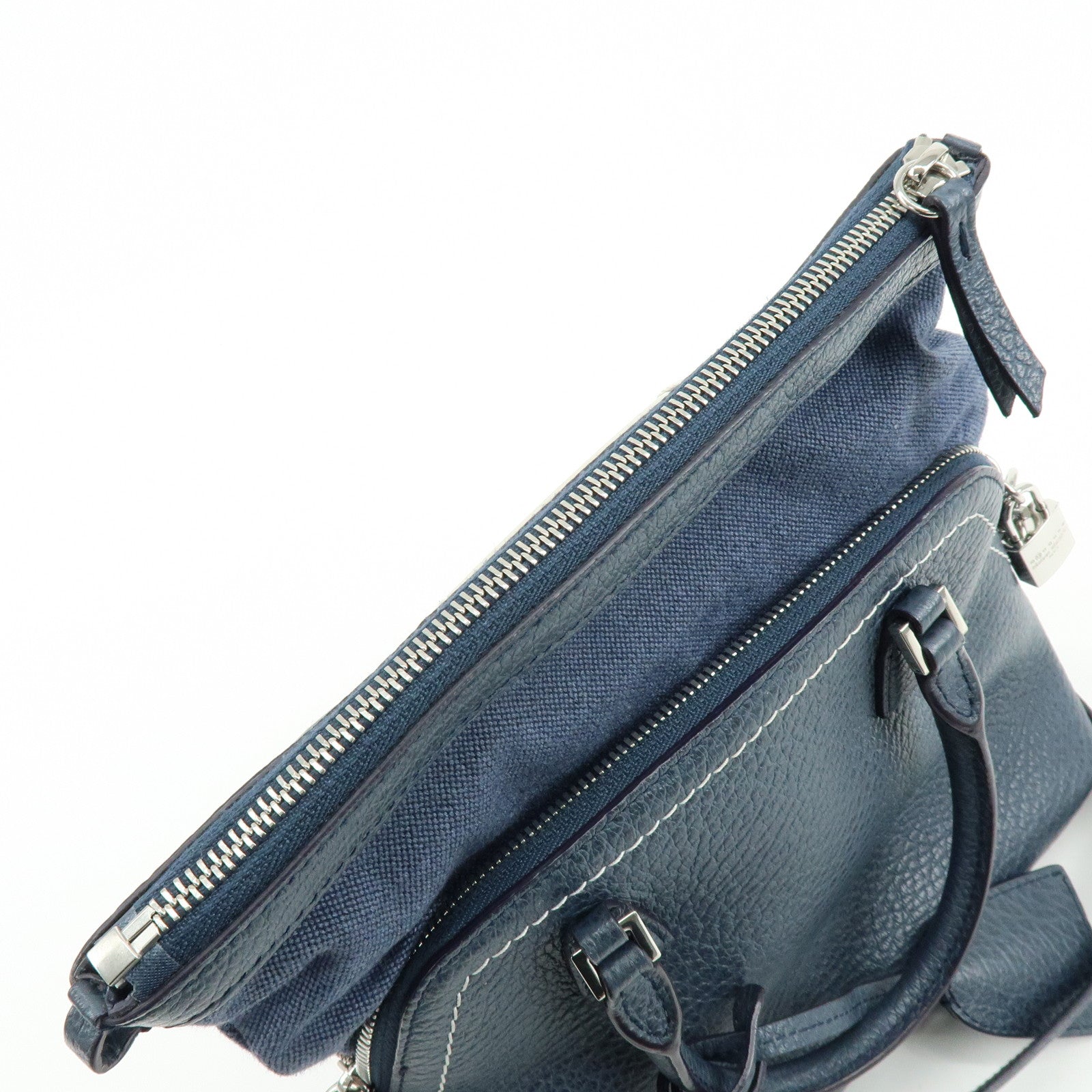 Maison Margiela 5AC Leather Canvas 2Way Bag Hand Shoulder Bag Navy