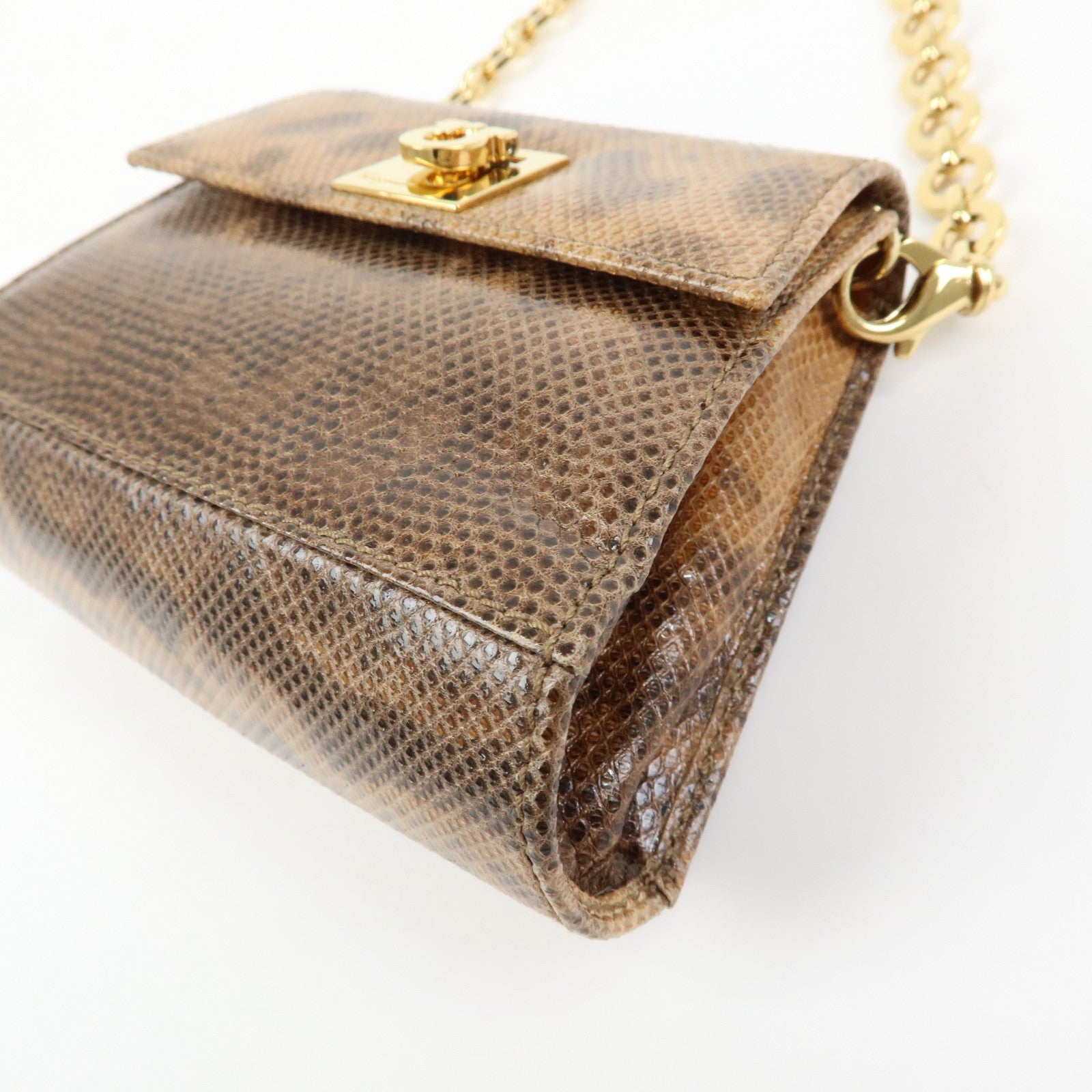 Ferragamo Gancini Embossed Leather 2Way Mini Shoulder Bag Brown
