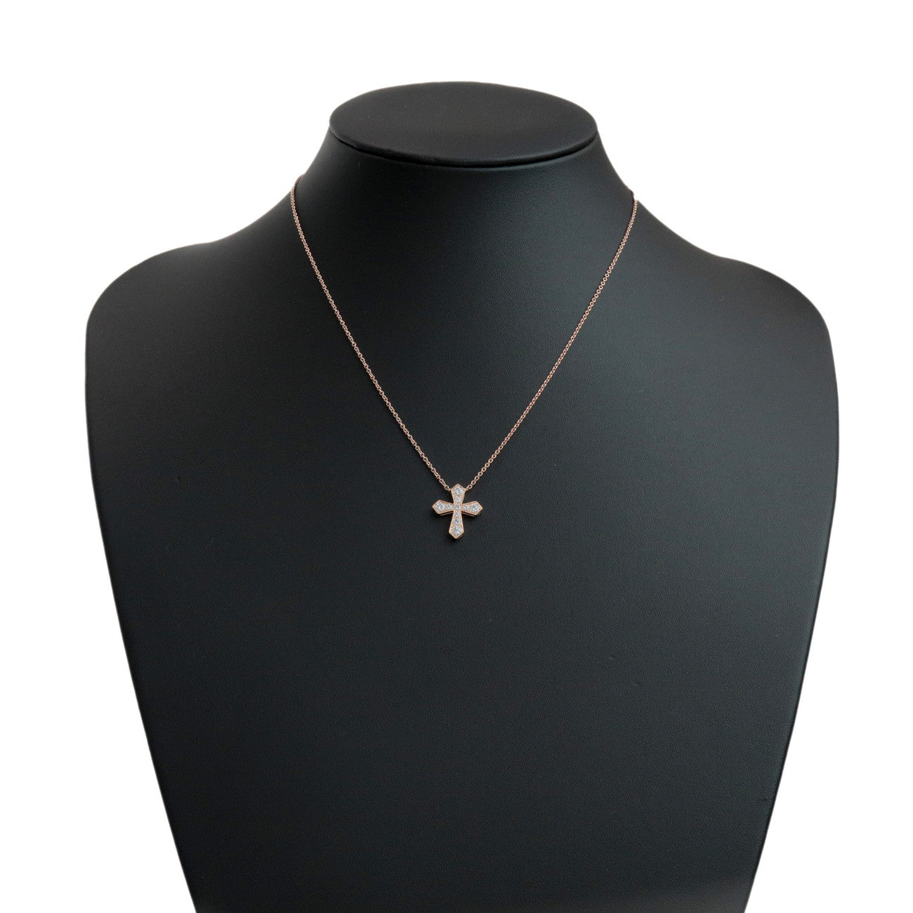GRAFF Trapezoid Cross Necklace Diamond K18 750PG Rose Gold