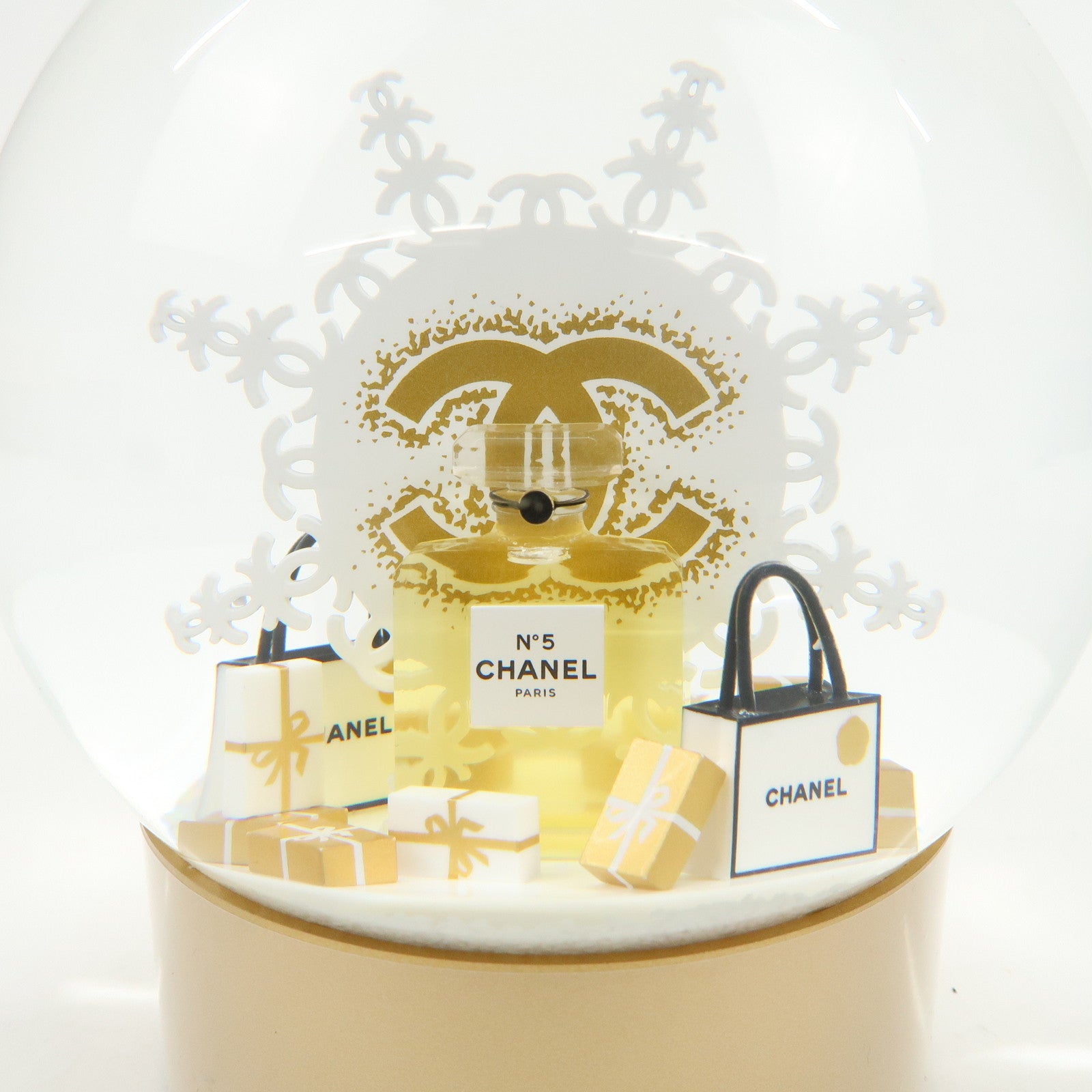 CHANEL Snow Globe Snow Dome 2024 Christmas Novelty Gold