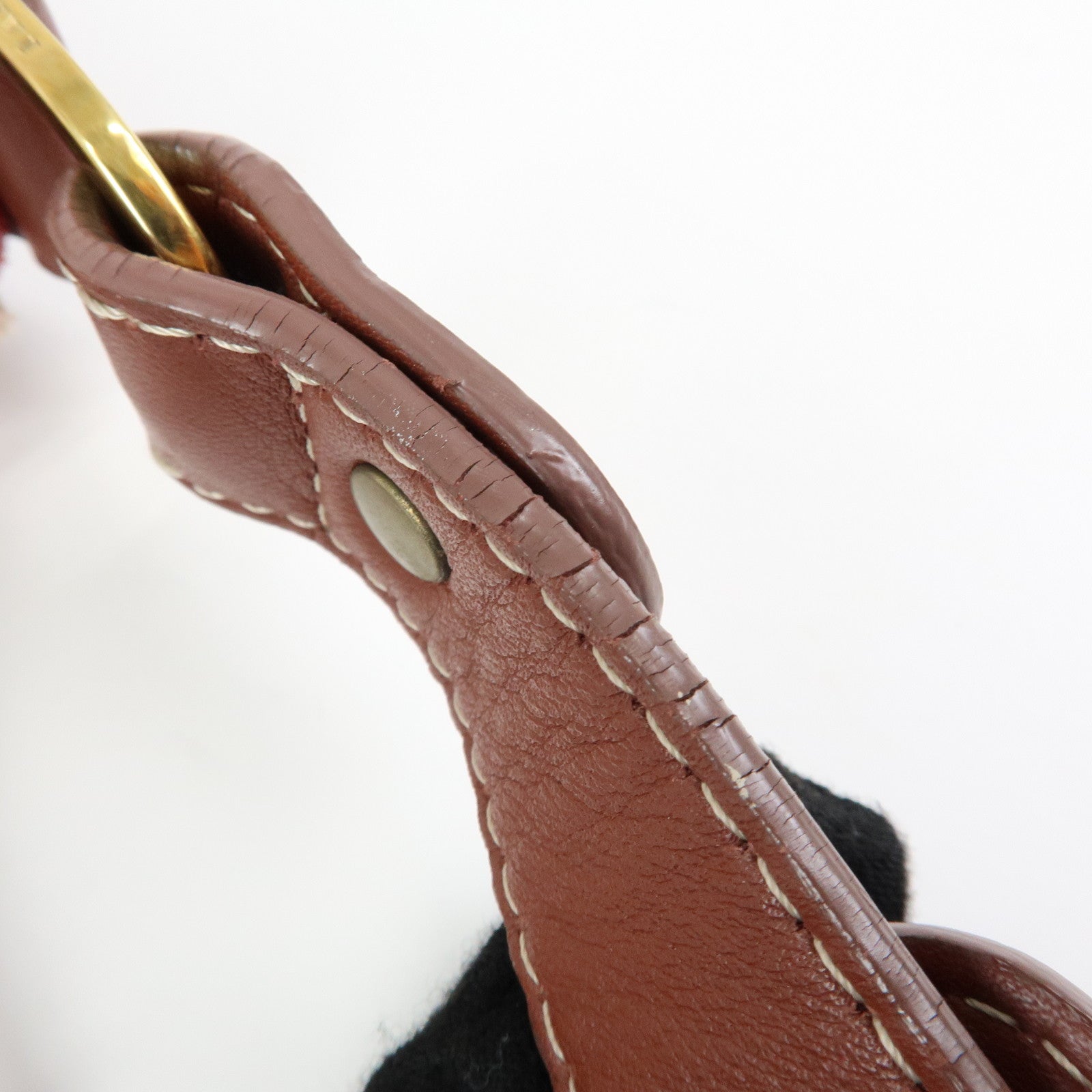 LOEWE Canvas Leather Suede Shoulder Bag Hand Bag Beige Red