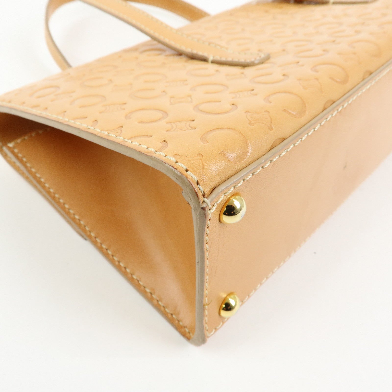 CELINE C Macadam Leather Shoulder Bag Hand Bag Light Brown