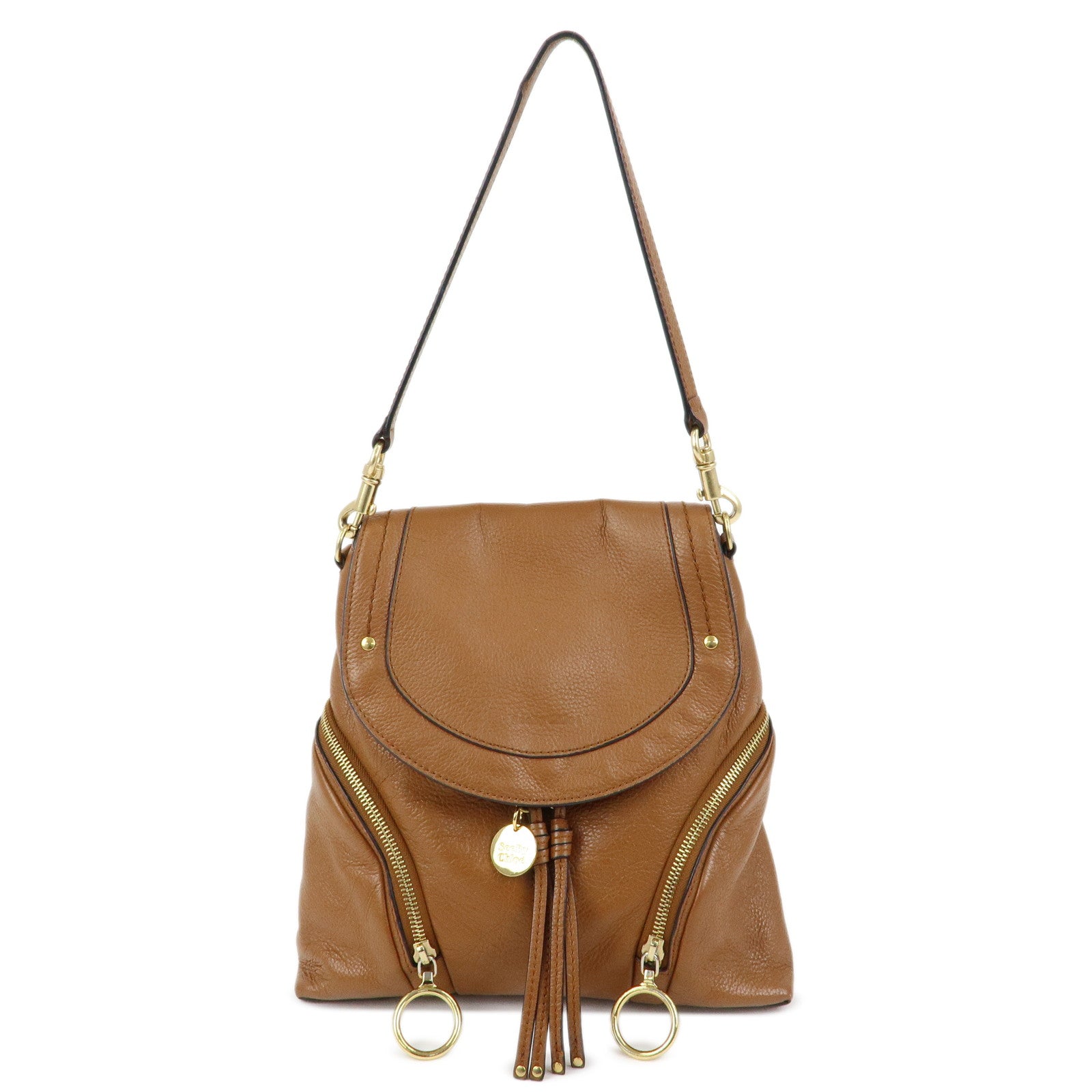 Chloe See By Chloe Leather Backpack Rucksack Camel